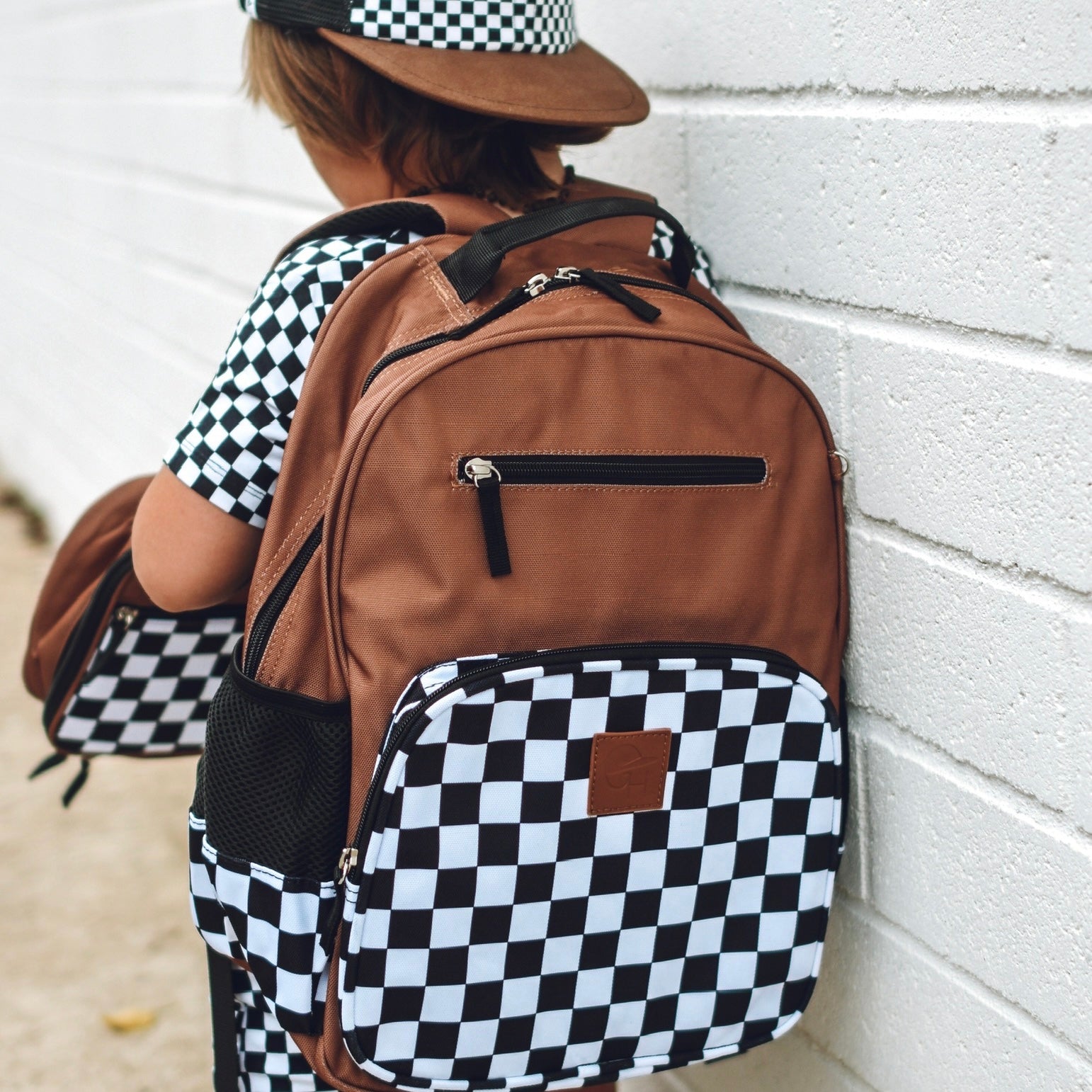 Tan Check Backpack - George Hats