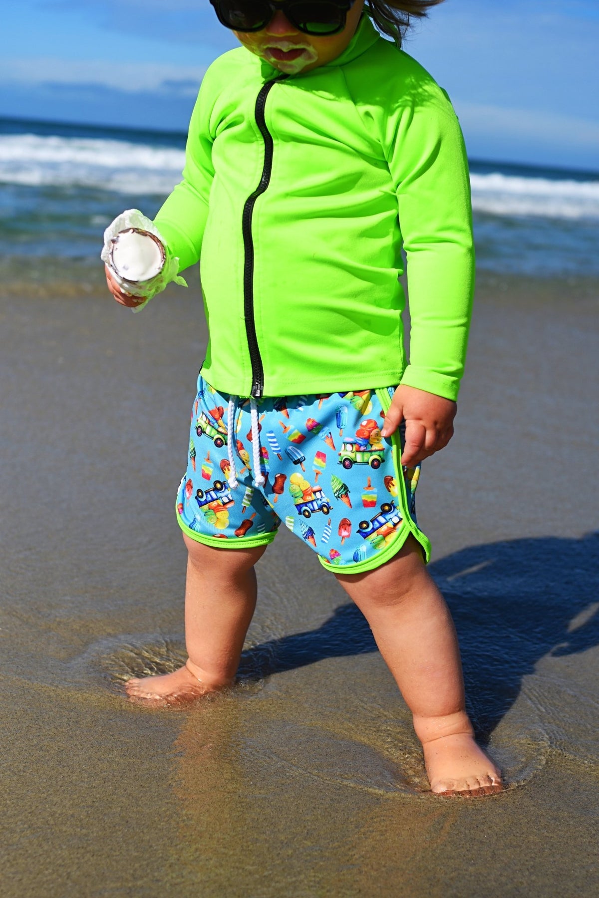 Neon Green Zip Sun Shirt