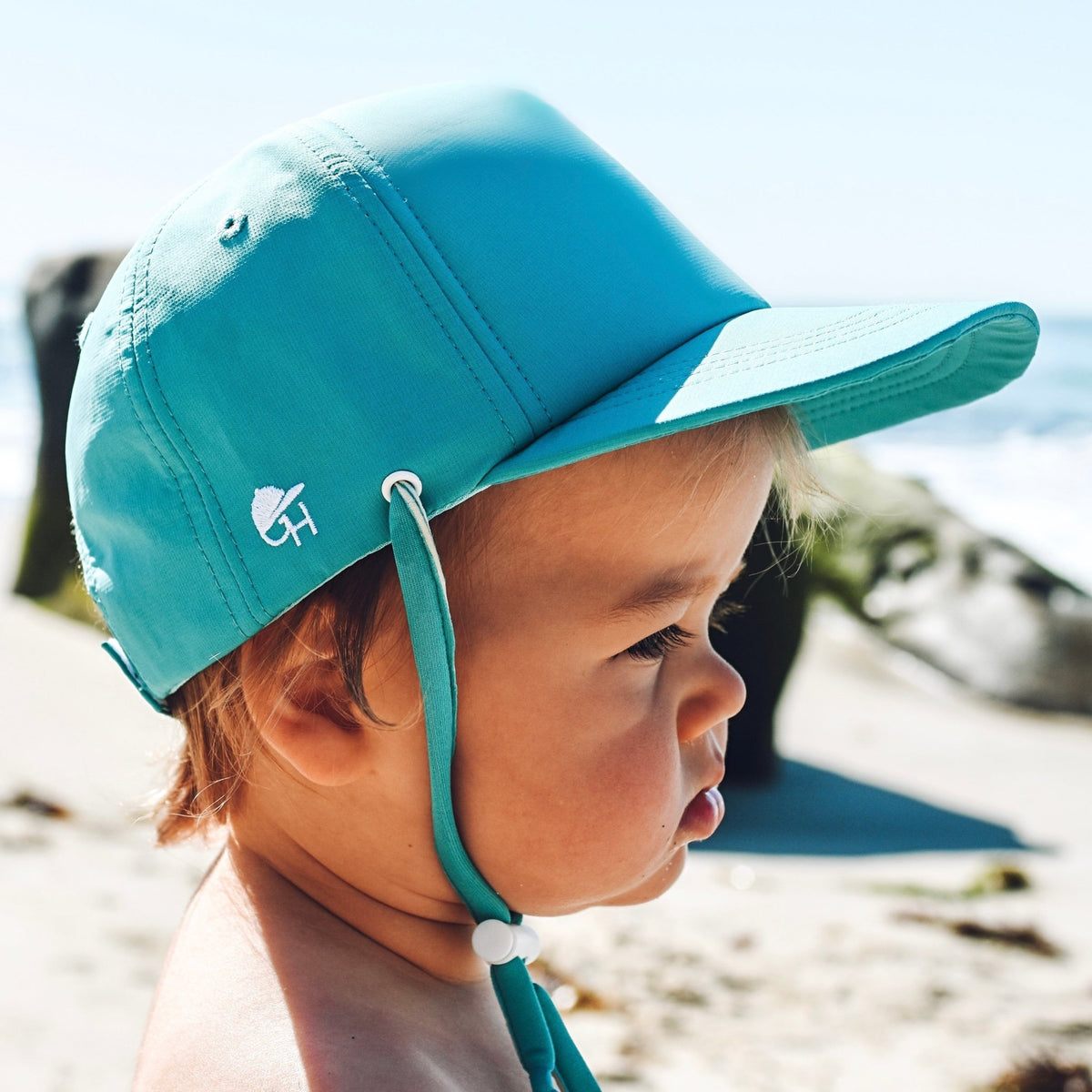 Neon Green Surf Hat, Stay on waterproof Kids hats
