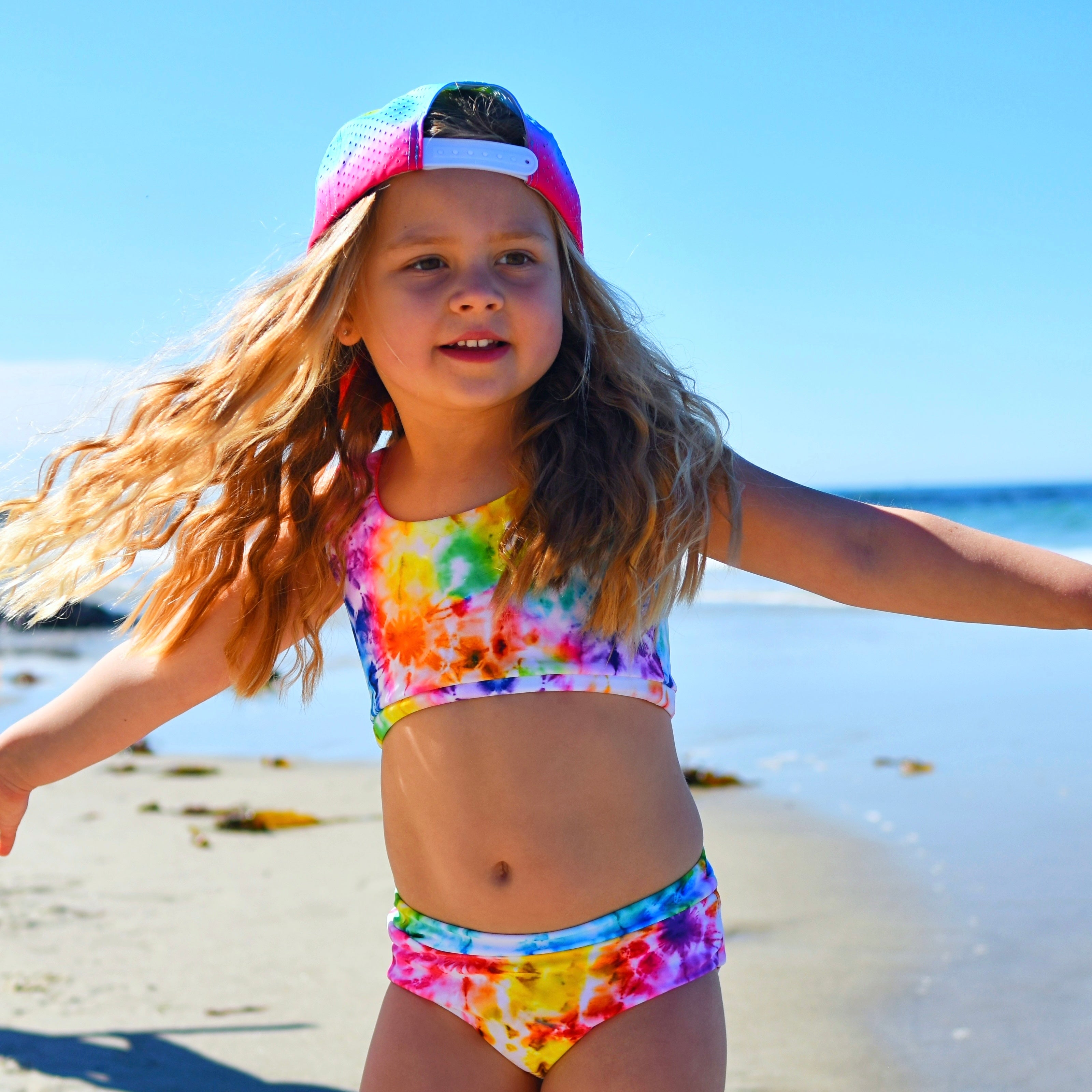 Girls Reversible Two-Piece Tie-Dye Spotfast™ Swim Suit