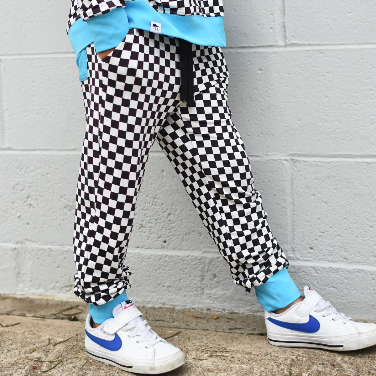 Check + Bolt Bamboo Hoodie Jogger