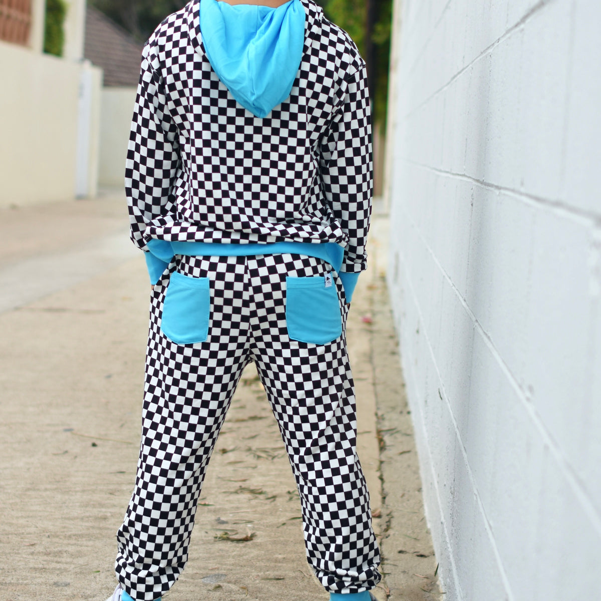 Check + Bolt Bamboo Hoodie Jogger