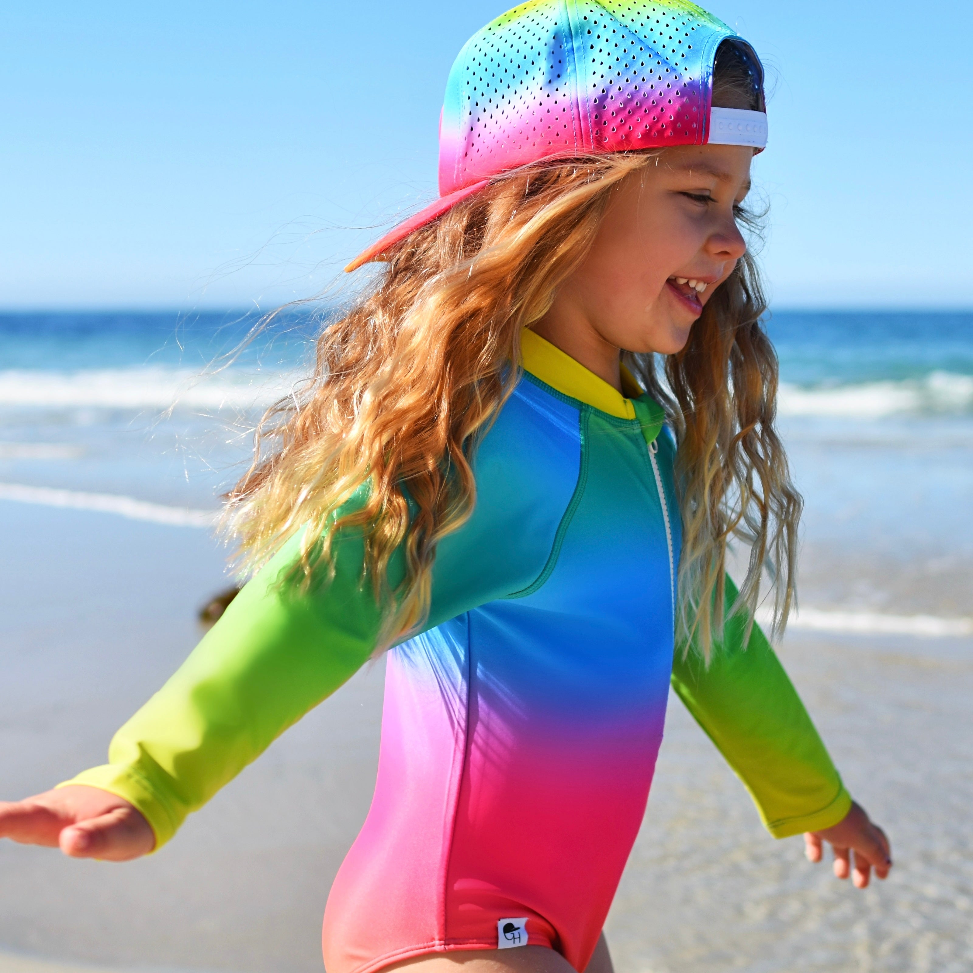 Girls Neon Spotfast™ Zip Swim Suit