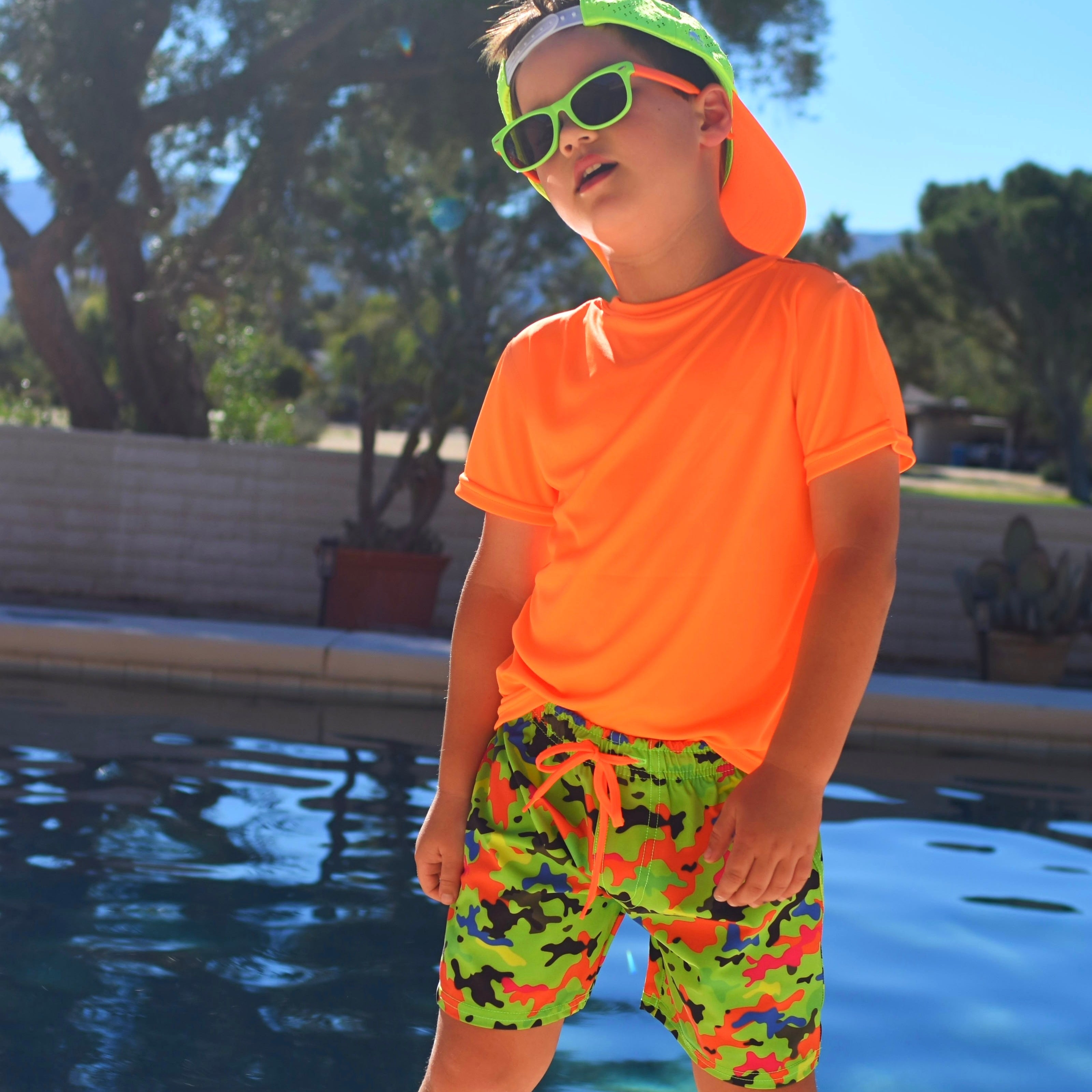 Neon Camo Spotfast™ Hybrid Swim Shorts