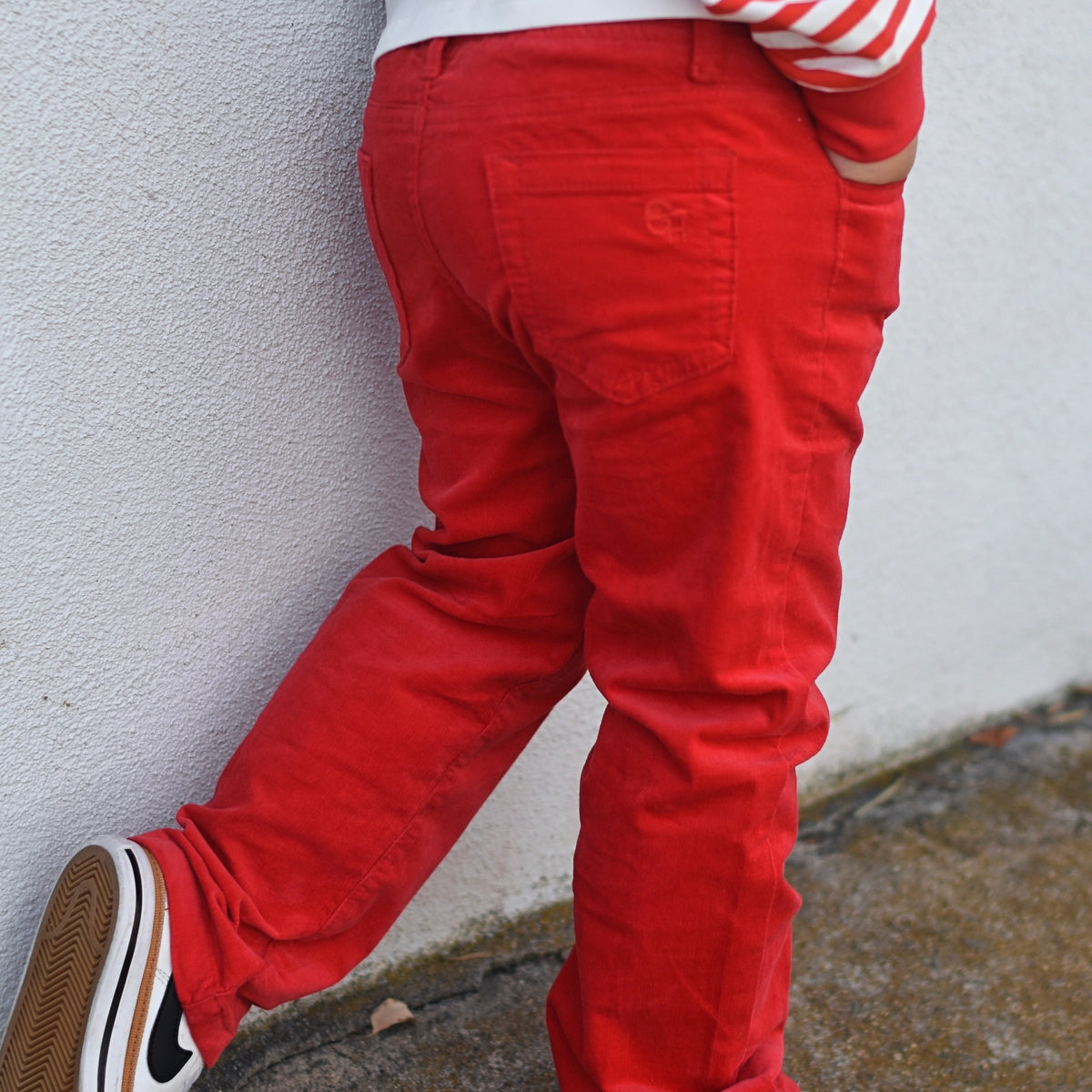 Red Straight Corduroy Pants