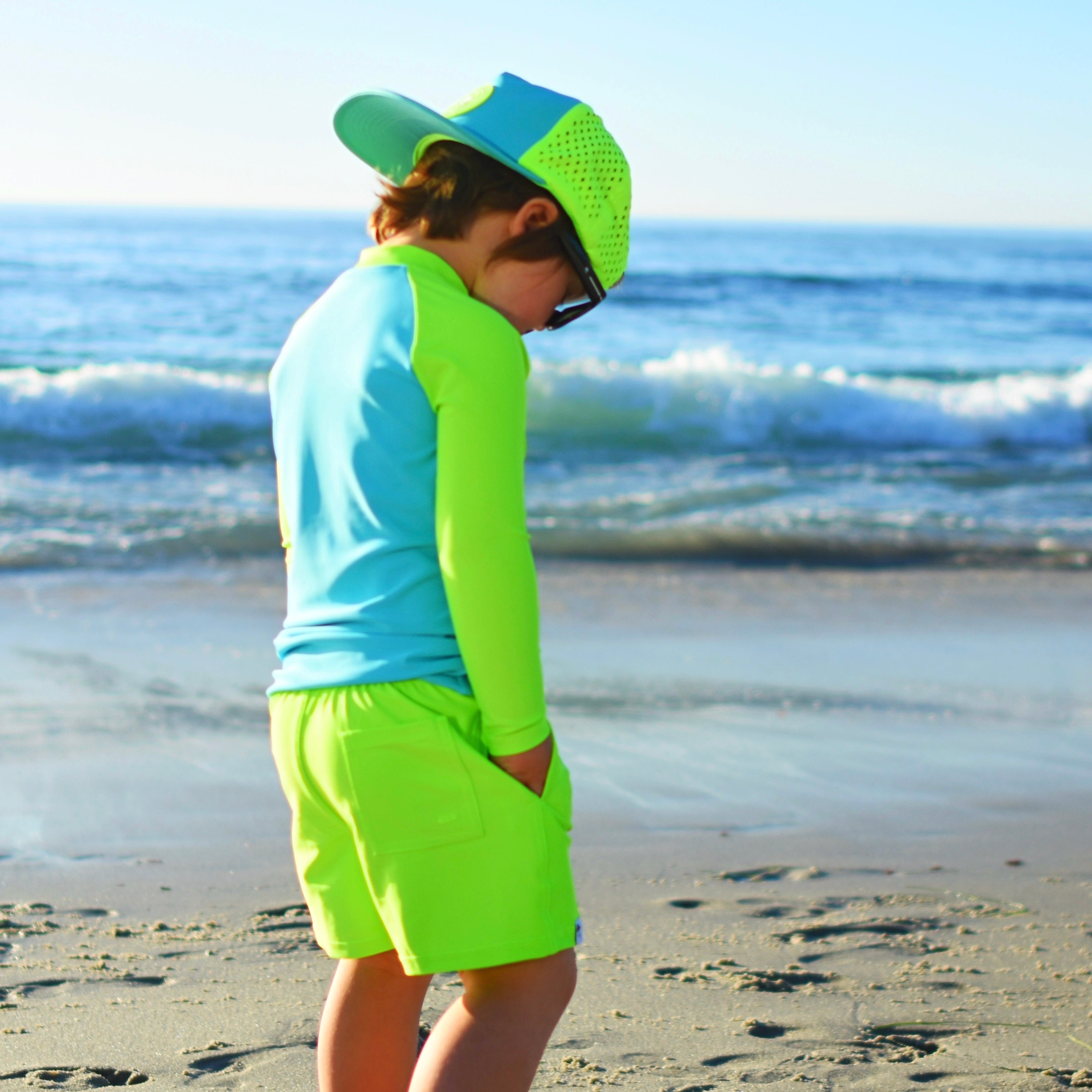 Neon Spotfast™ Color Block Zip Swim Shirt
