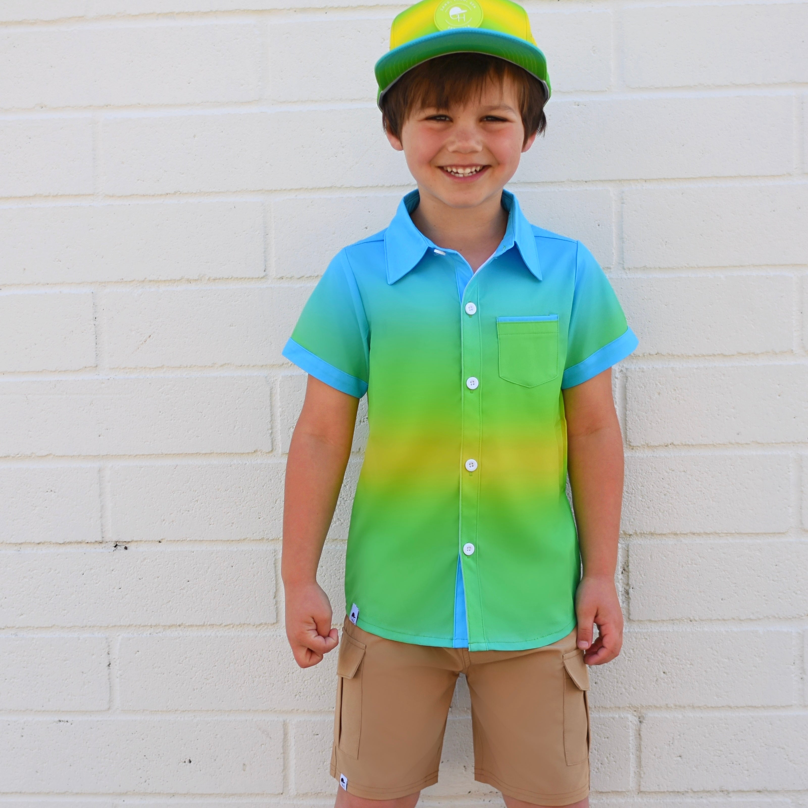 Ombré Short Sleeve Collared Tee