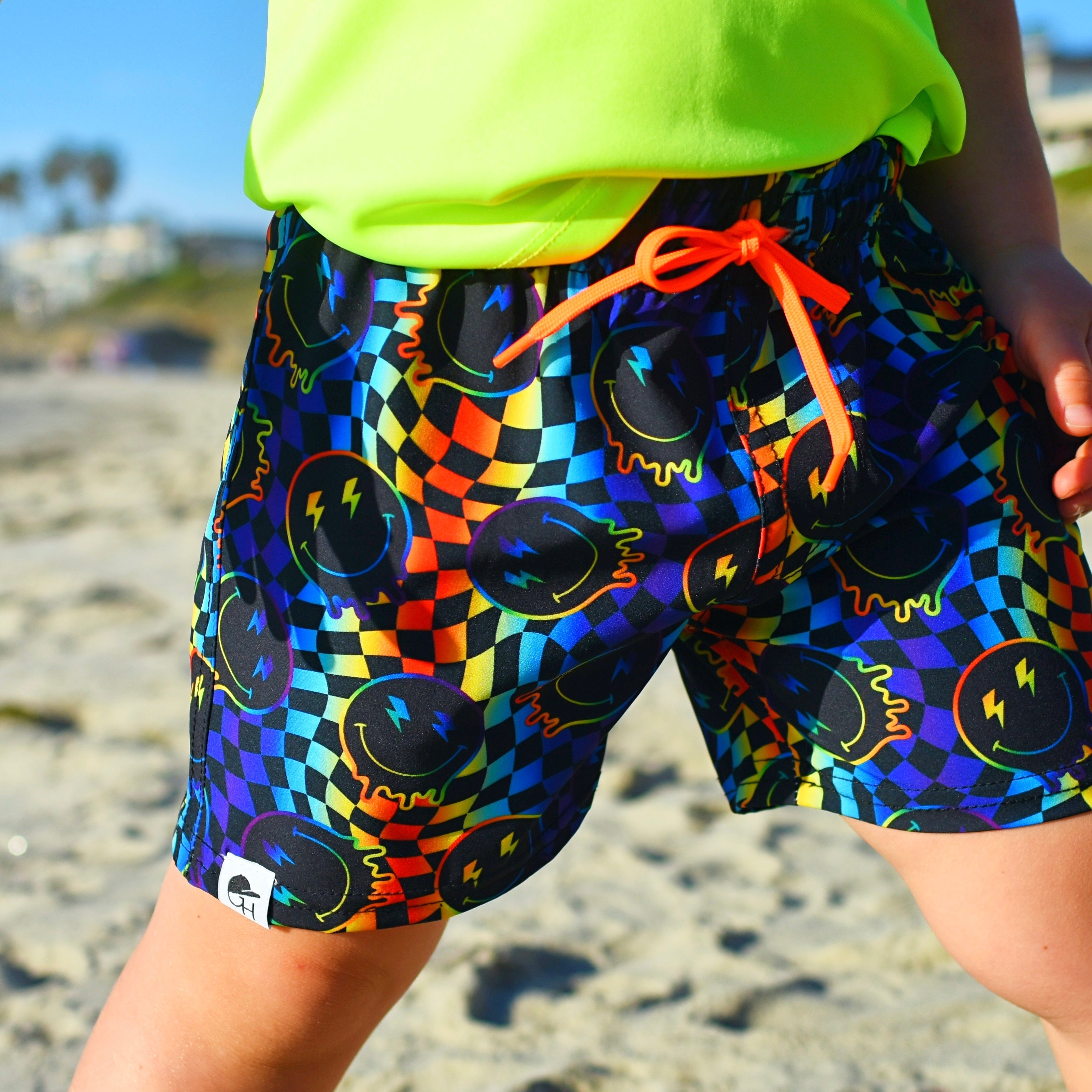 Smiley Rainbow Check Hybrid Swim Shorts