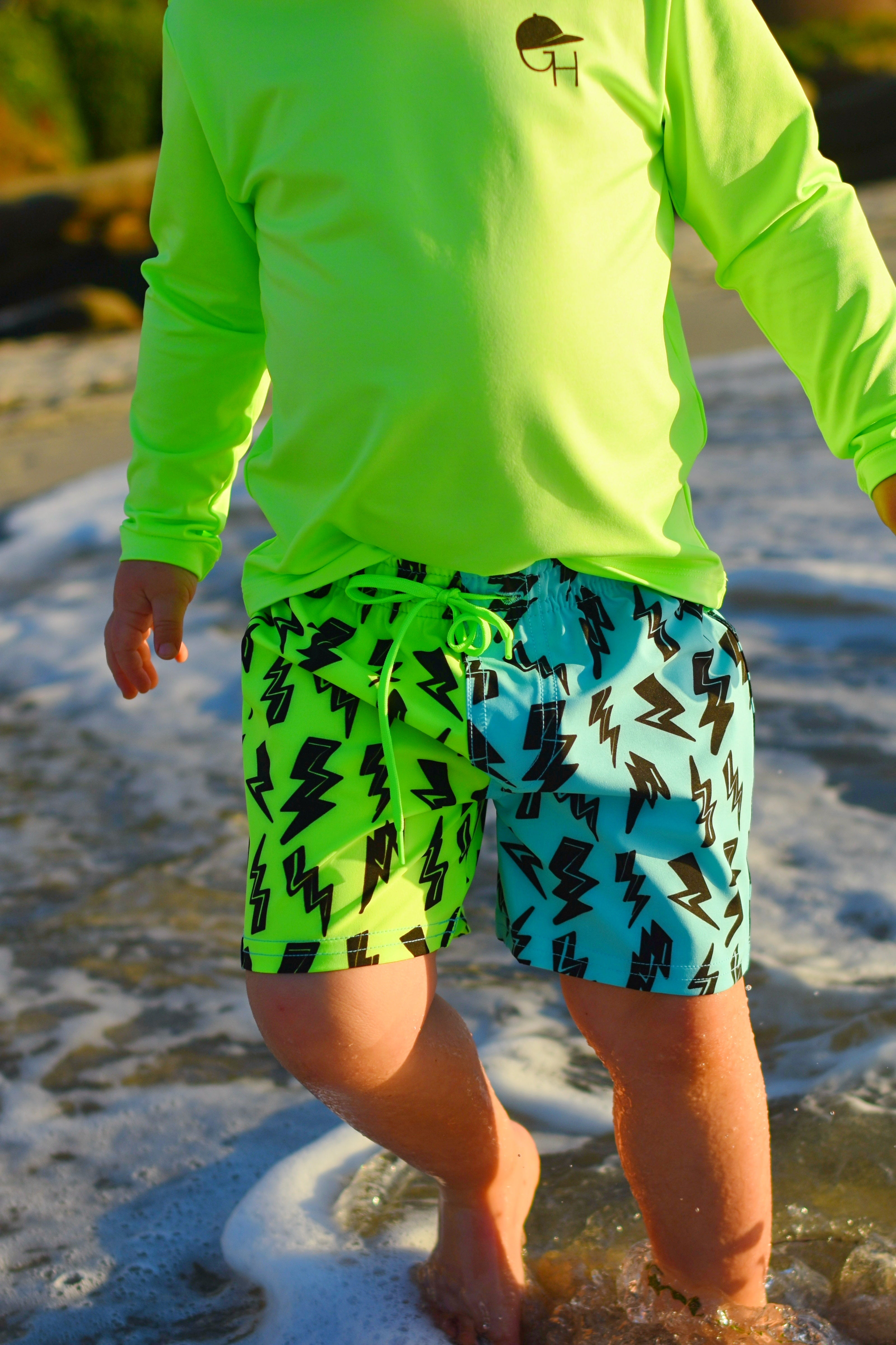 Bolt Color Block Neon Spotfast™ Hybrid Swim Shorts