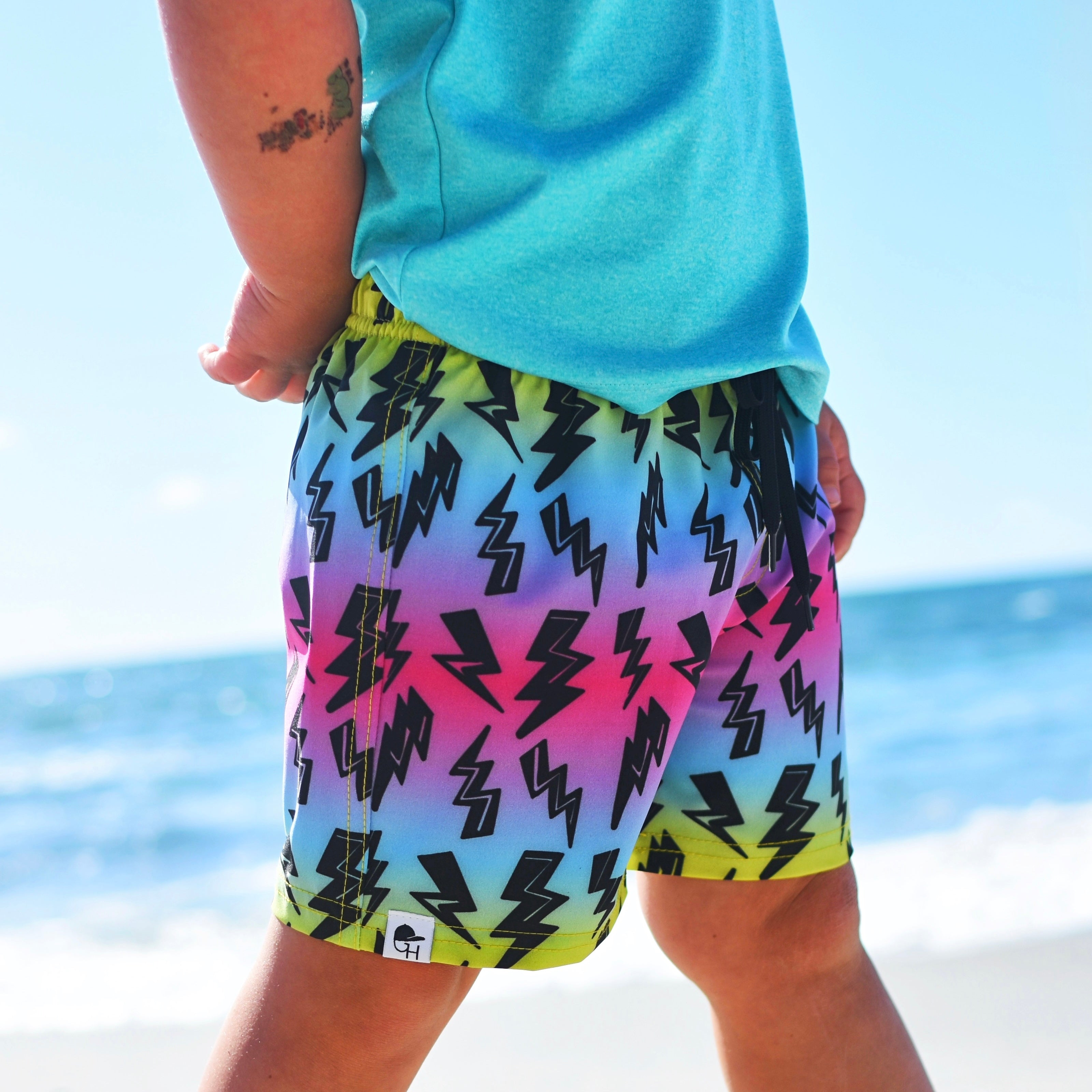 Rainbow Ombré Bolt Spotfast™ Hybrid Swim Shorts