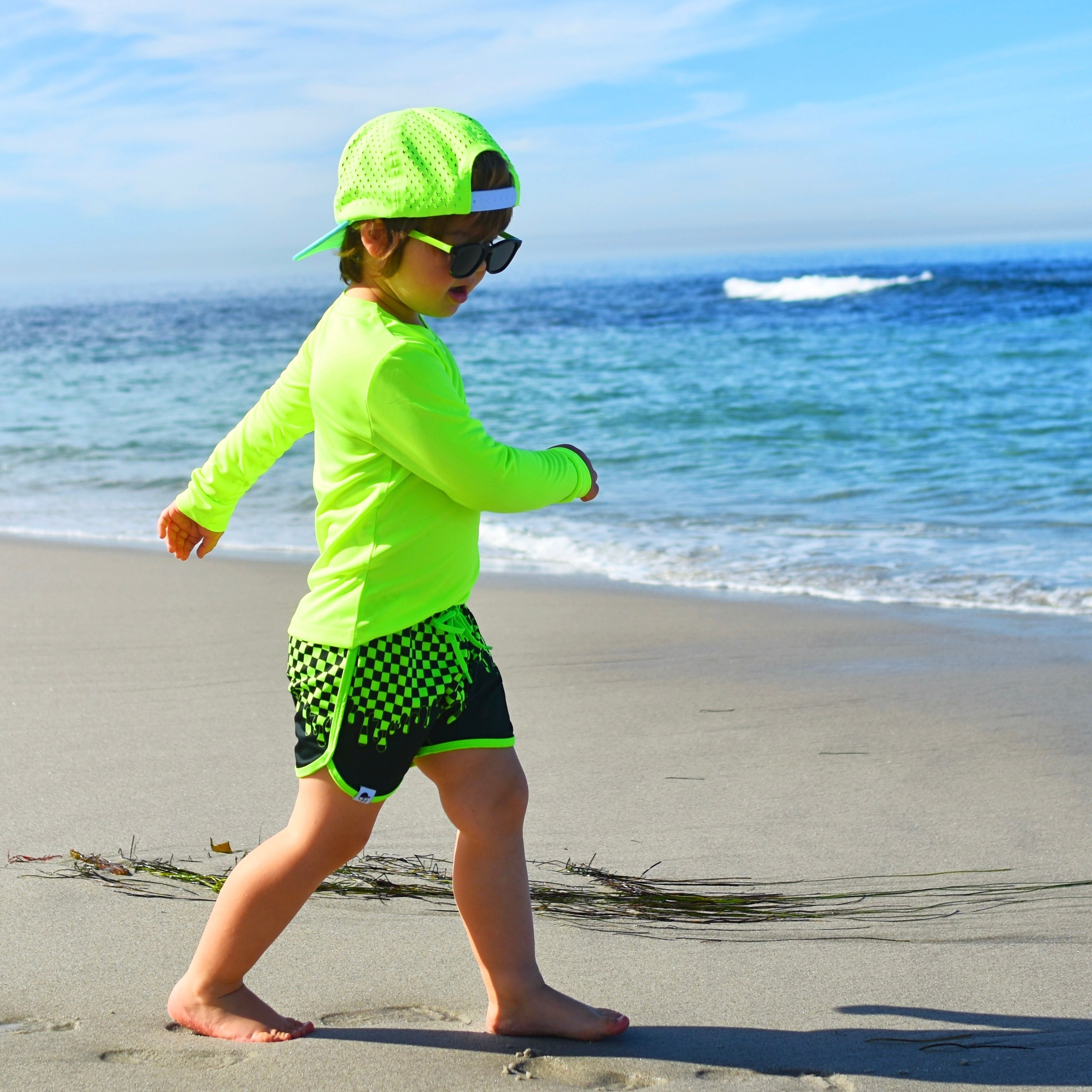 Drip Check Neon Spotfast™ Track Swim Shorts