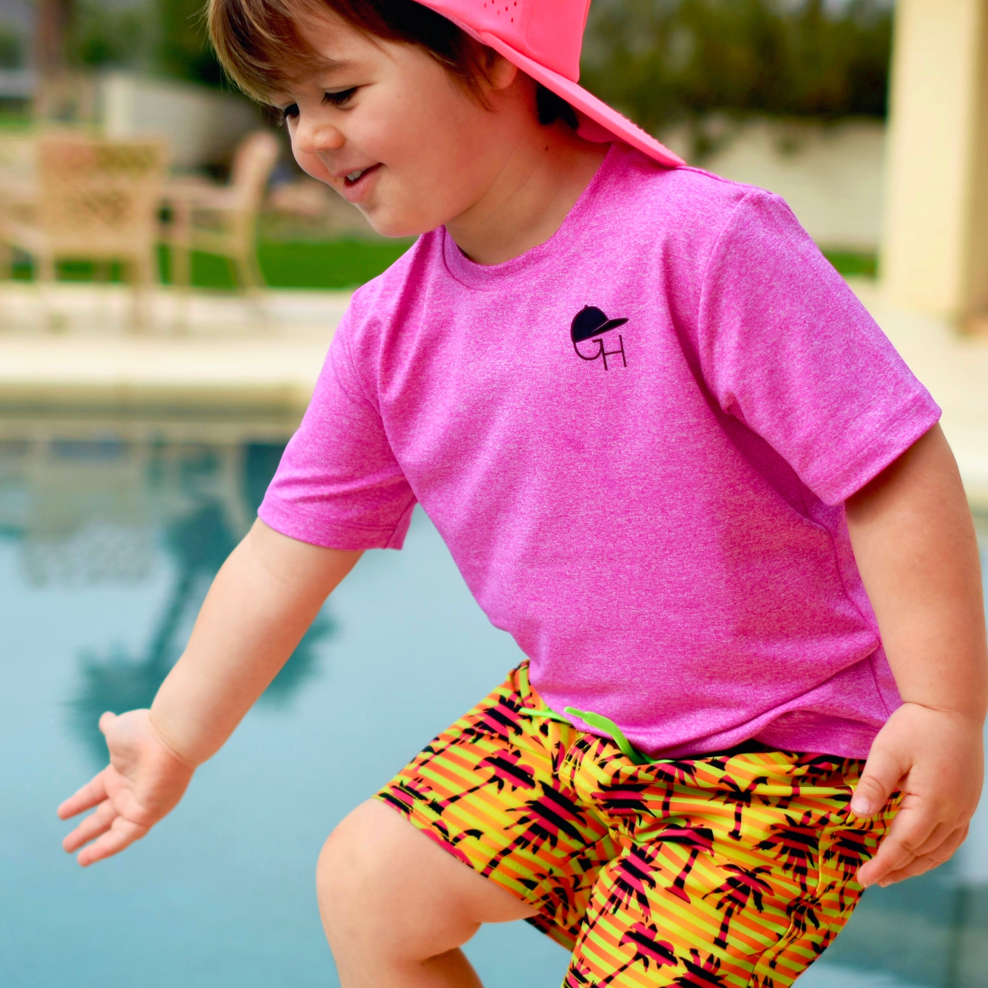 Stripe Palm Spotfast™ Hybrid Swim Shorts