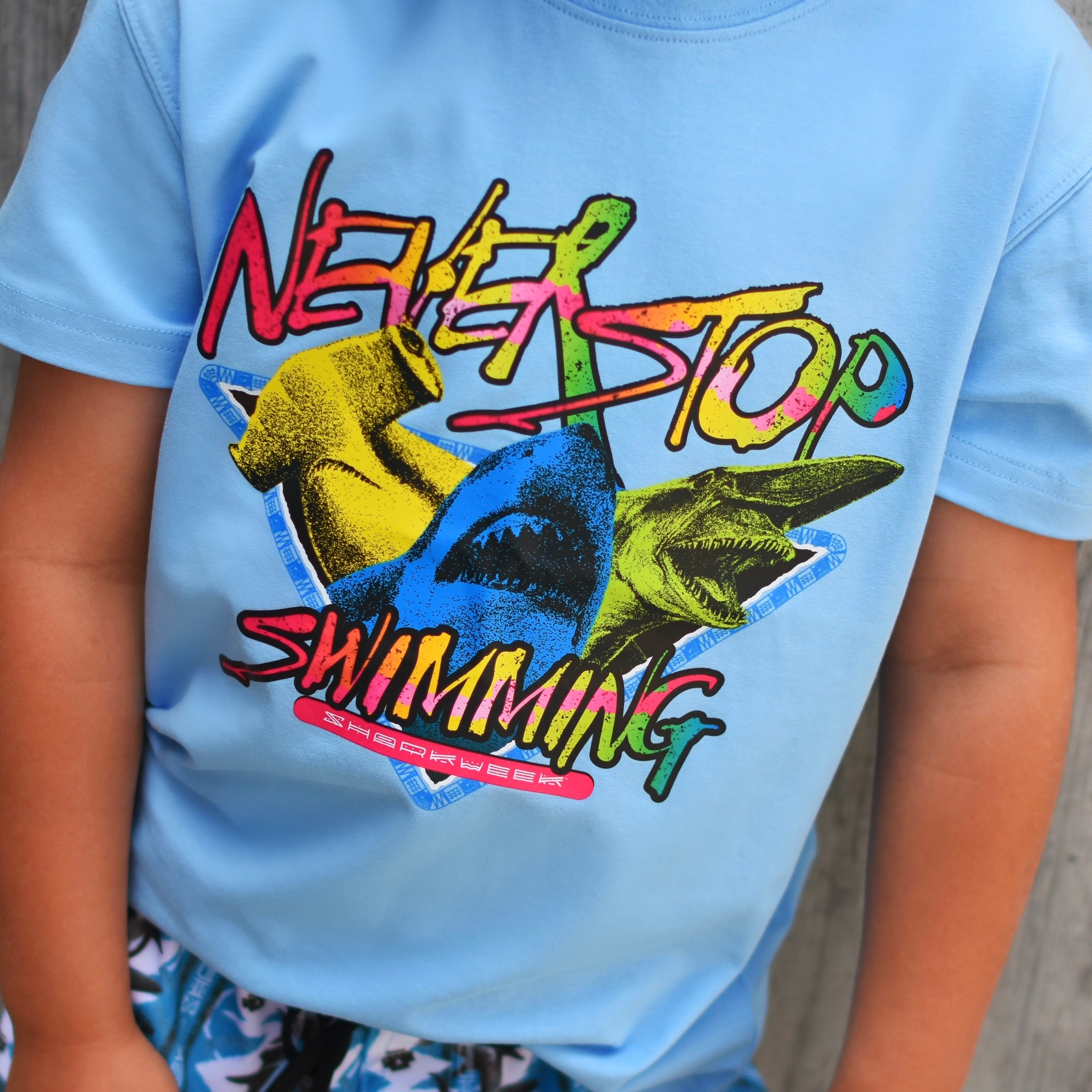 Shark Week Never Stop Swimming Cotton Tee