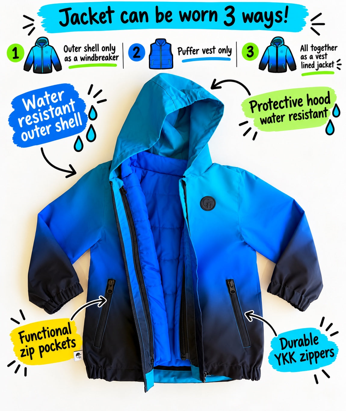 3 in 1 Removable Vest Jacket