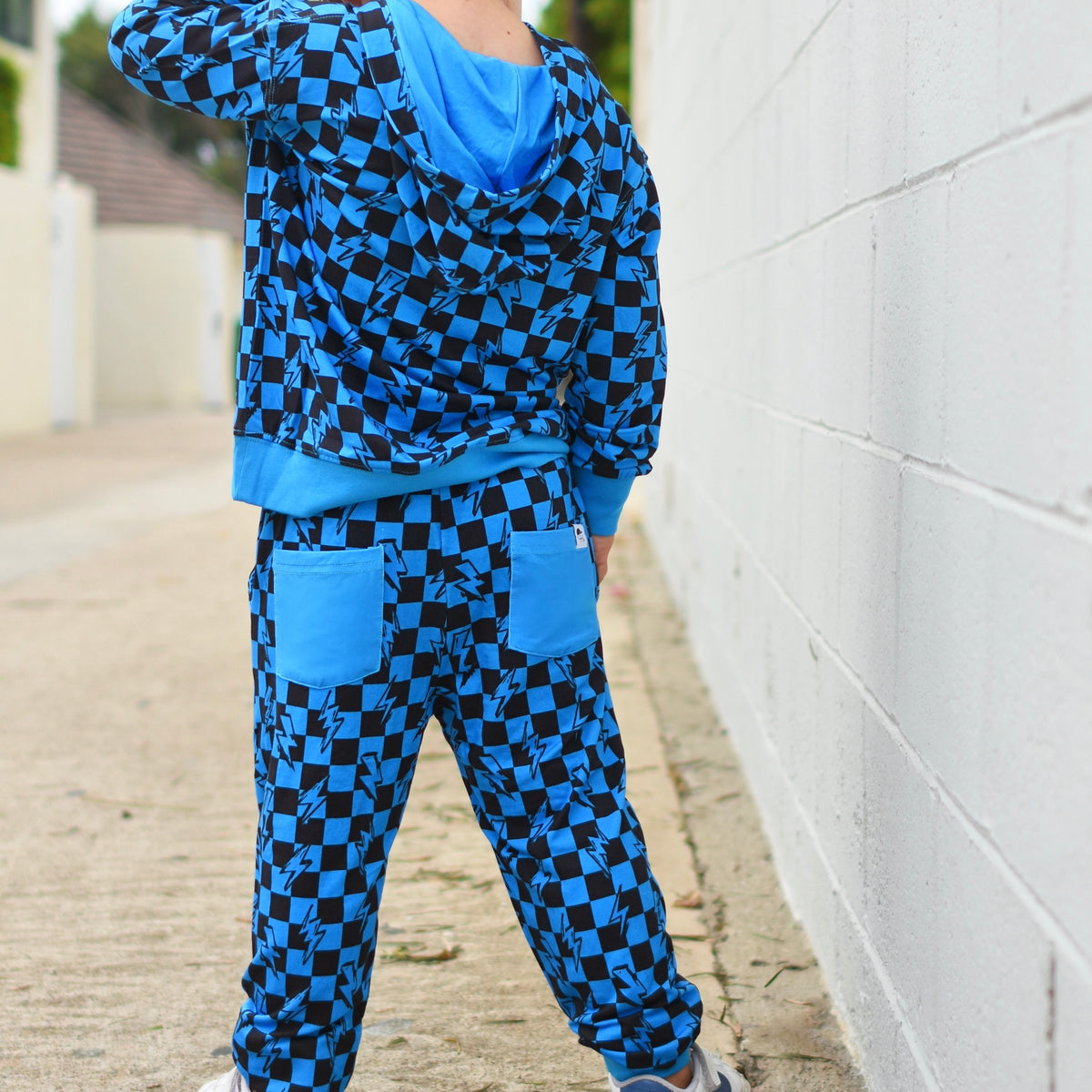 Check + Bolt Bamboo Hoodie Jogger