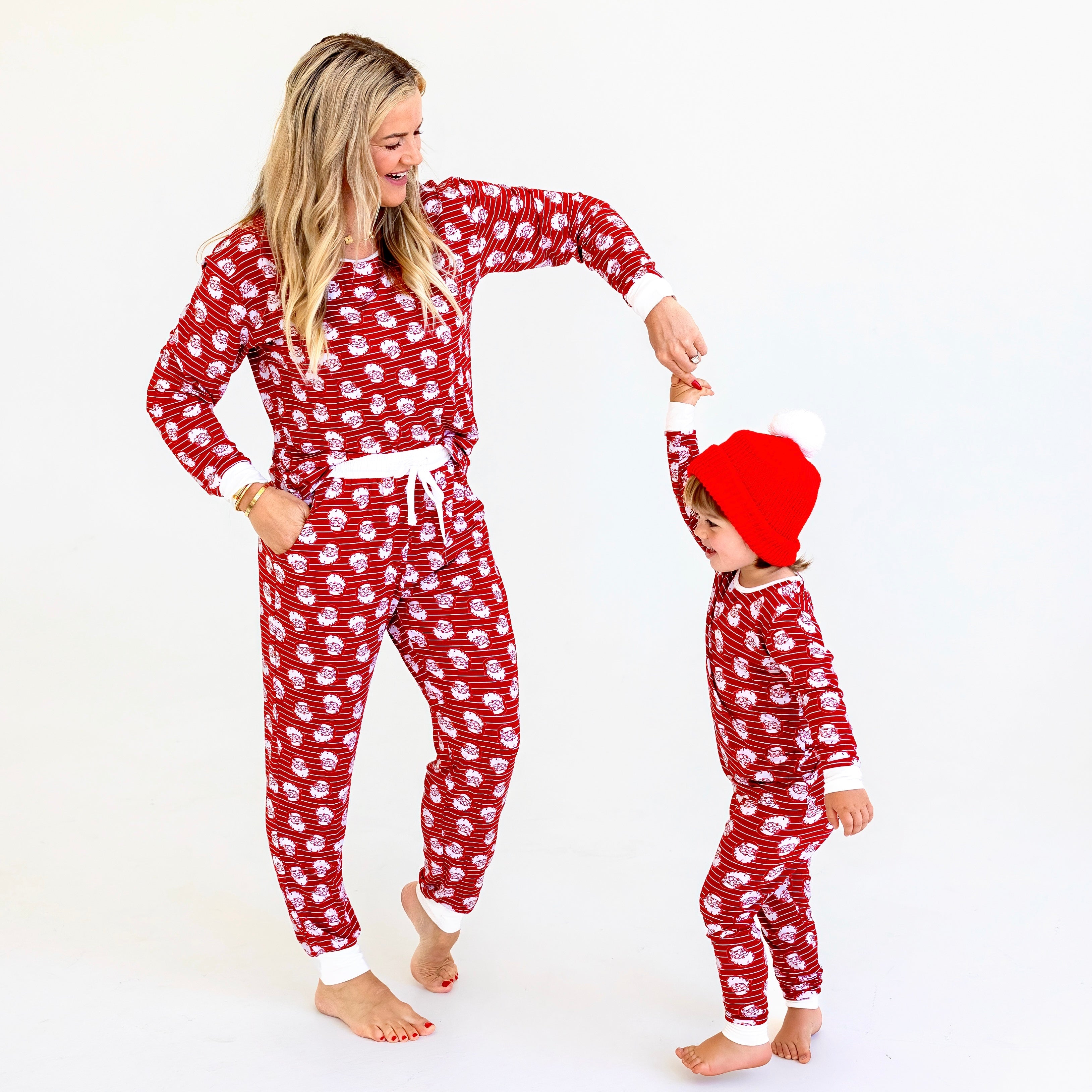 Santa Stripe Adult Bamboo Pajamas