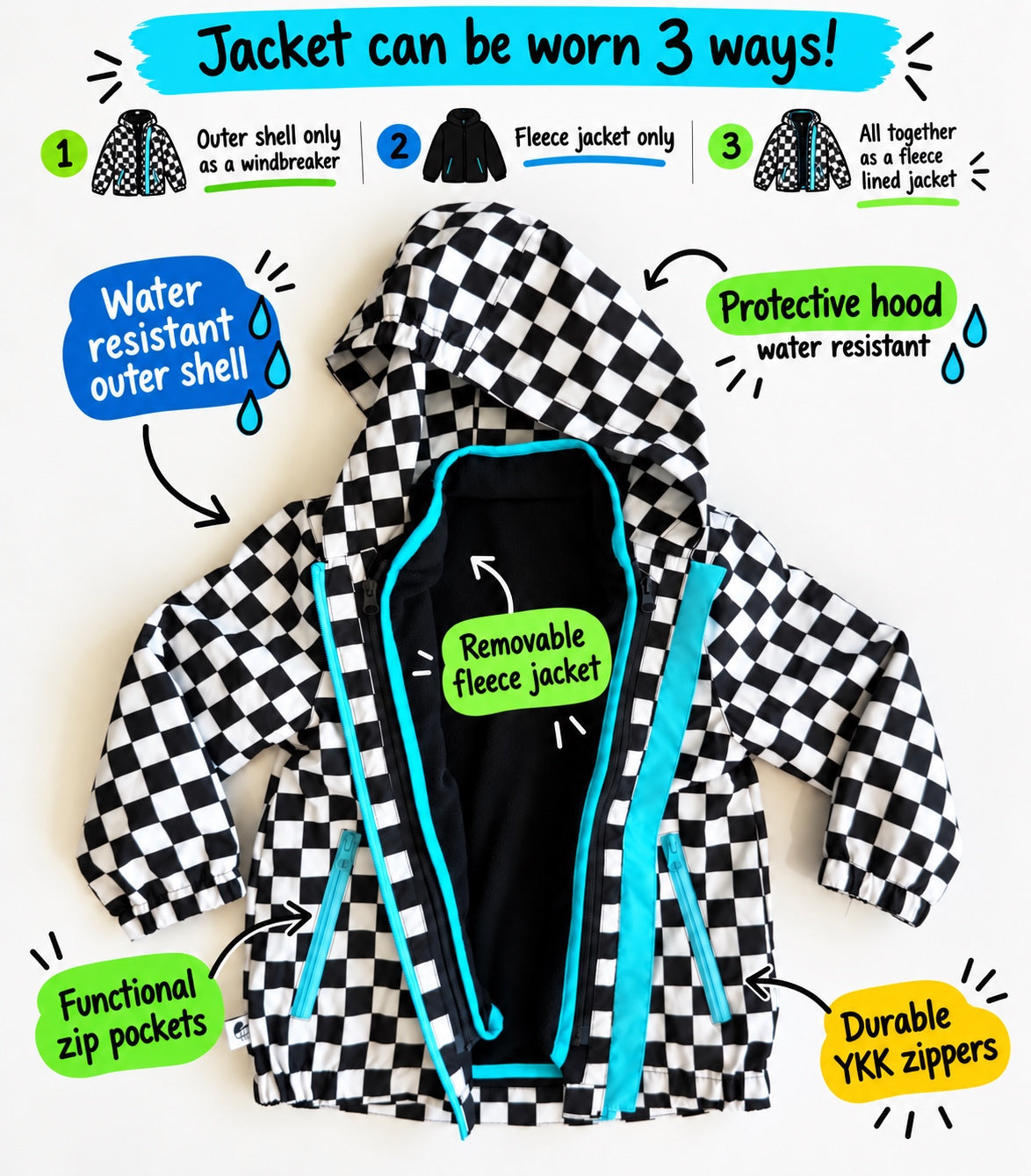 3 in 1 Removable Fleece Lined Jacket