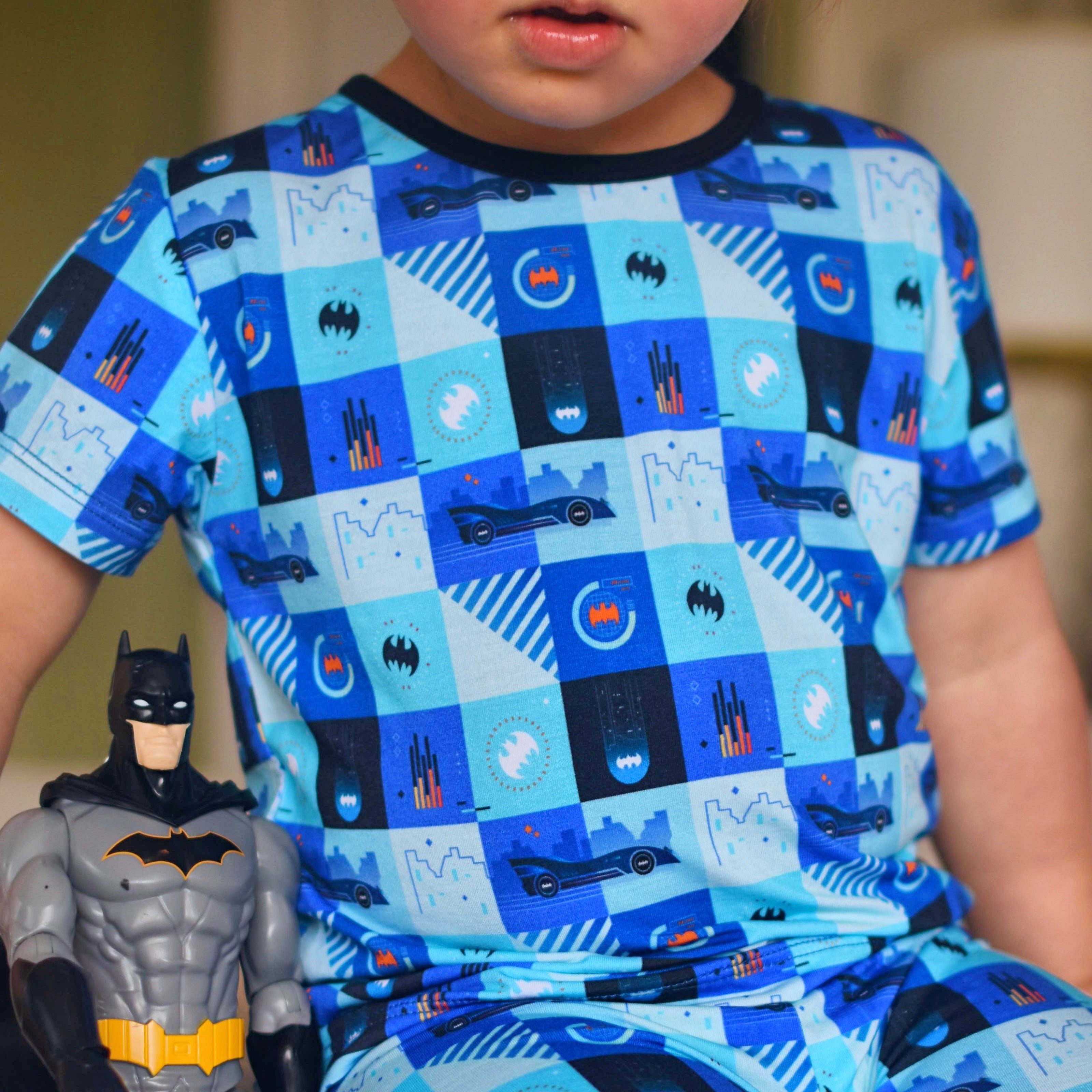 Batman Check Bamboo Short Sleeve Pajamas The softest bamboo kids