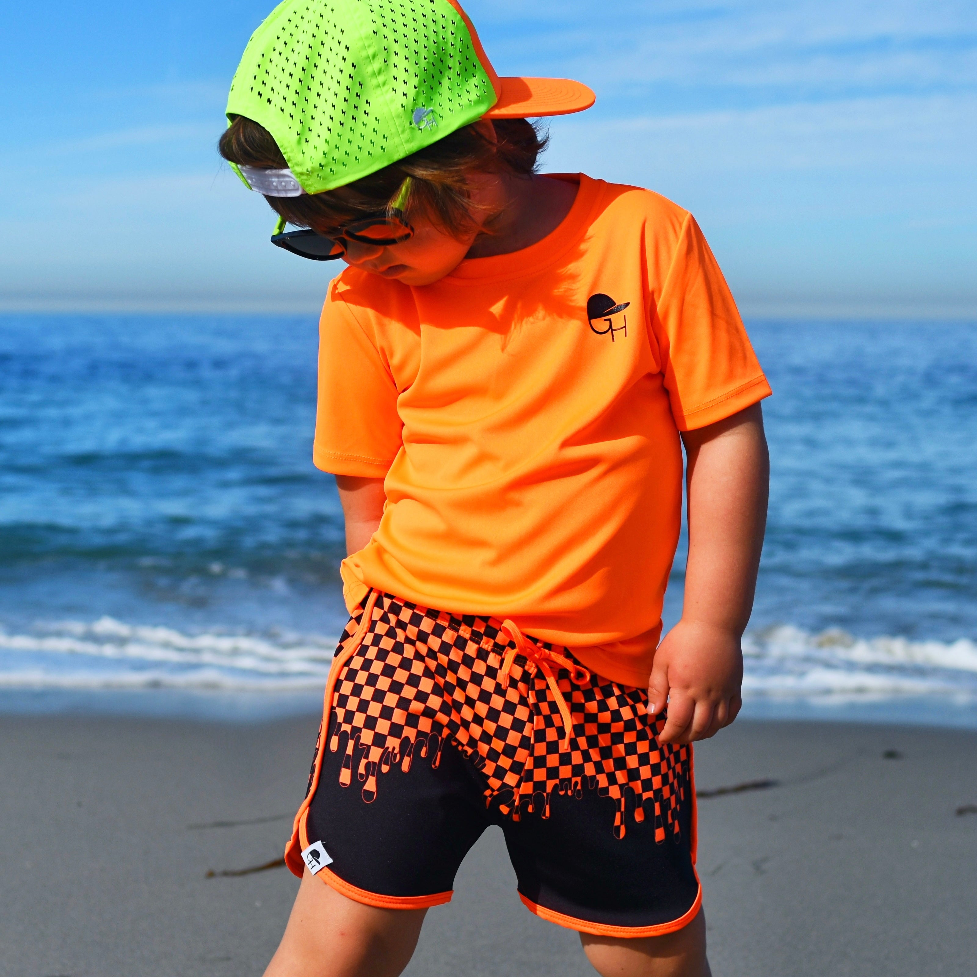 Drip Check Neon Spotfast™ Track Swim Shorts