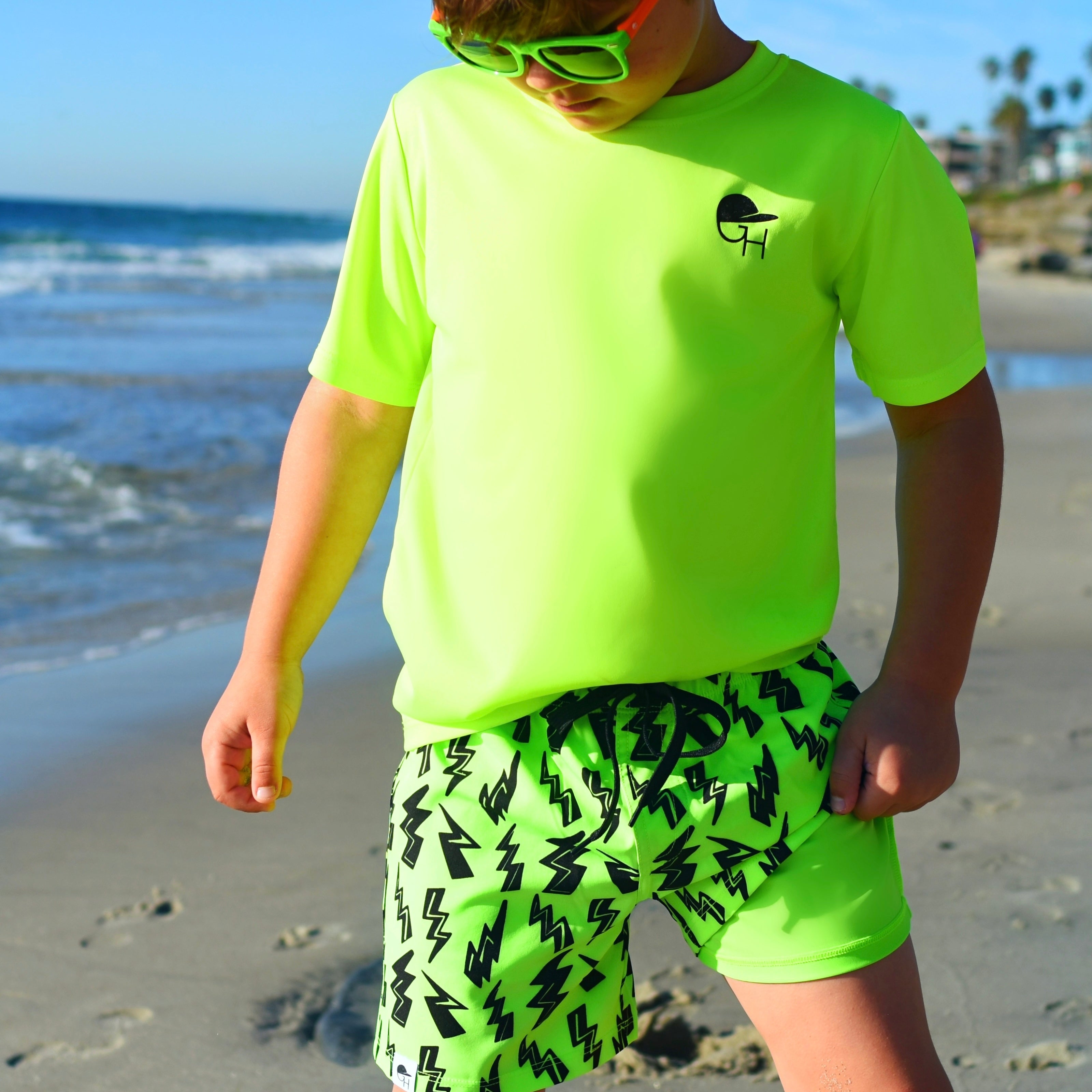 Bolts Neon Spotfast™ Performance Lined Hybrid Swim Shorts | High