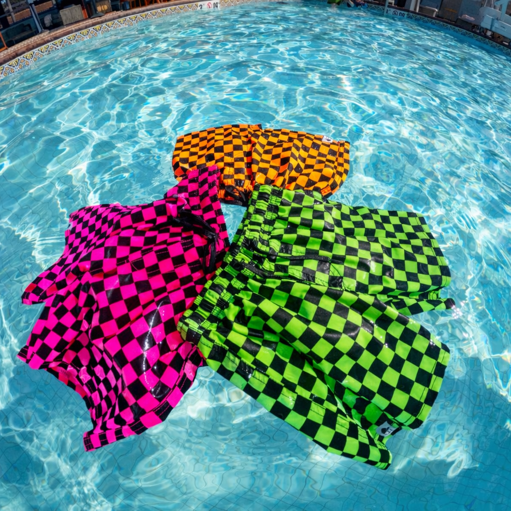 Neon Spotfast™ Check Hybrid Swim Shorts