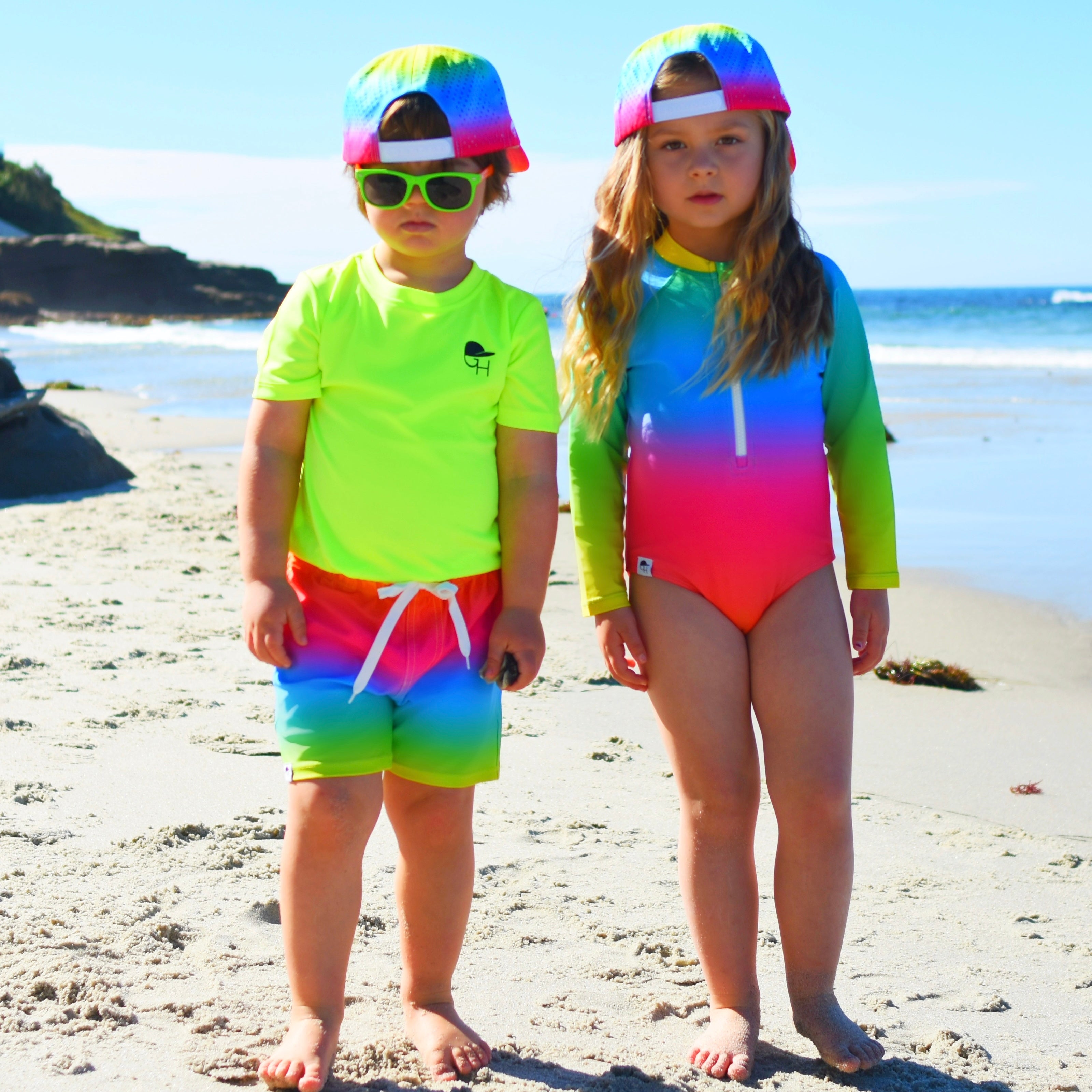 Girls Neon Spotfast™ Zip Swim Suit