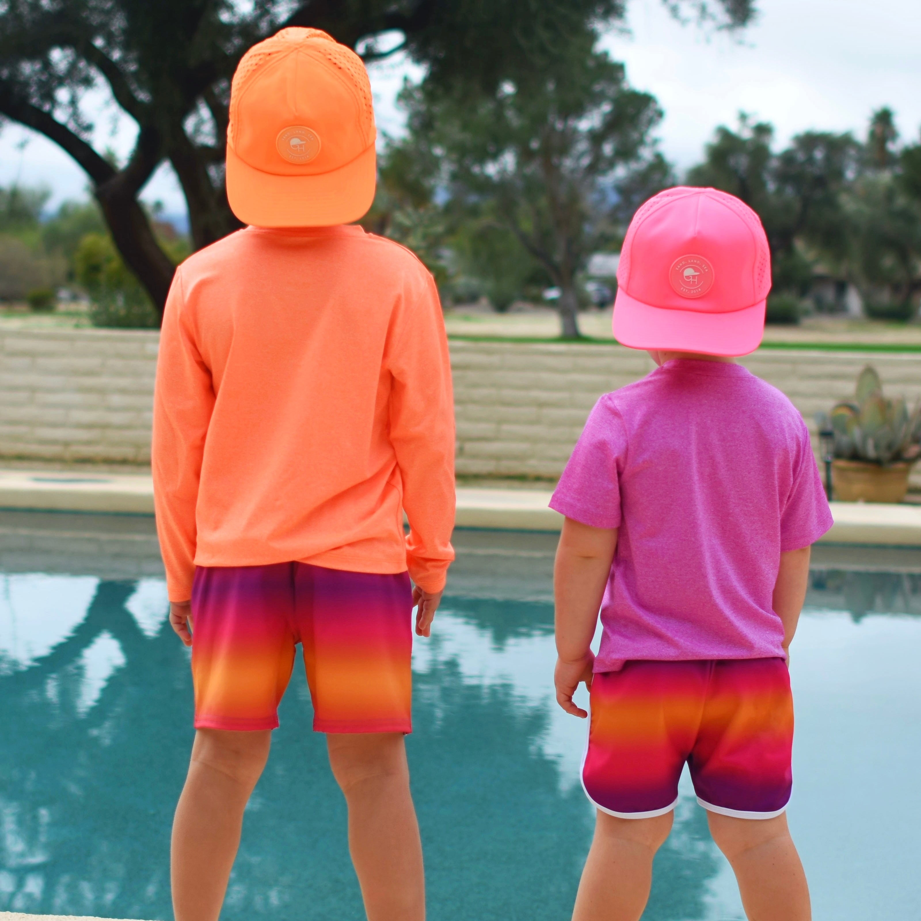 Orange Ombré Spotfast™ Hybrid Swim Shorts