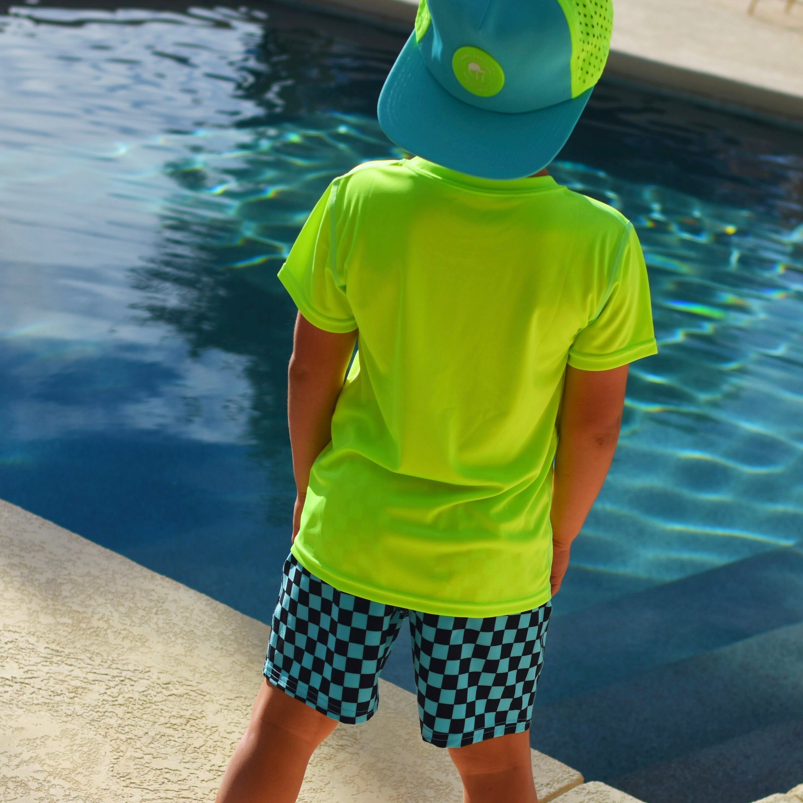 Neon Spotfast™ Check Hybrid Swim Shorts