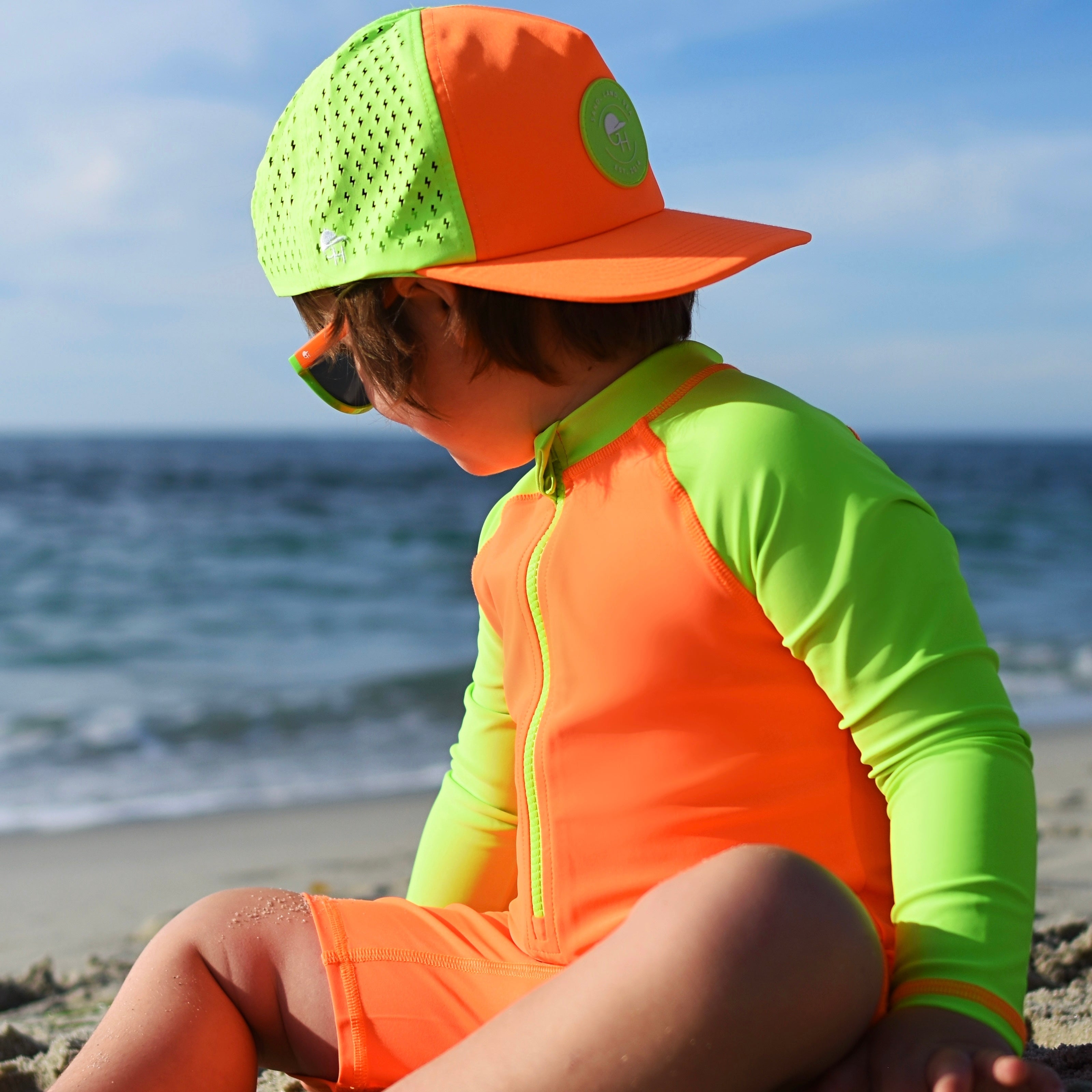 Neon Spotfast™ Color Block Long Sleeve Sunsuit