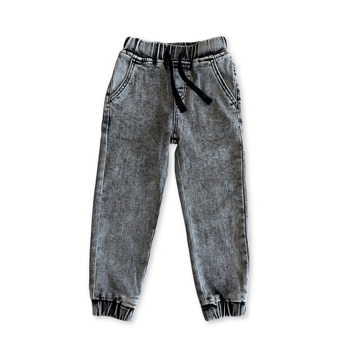 Acid Wash Denim Jogger Pants