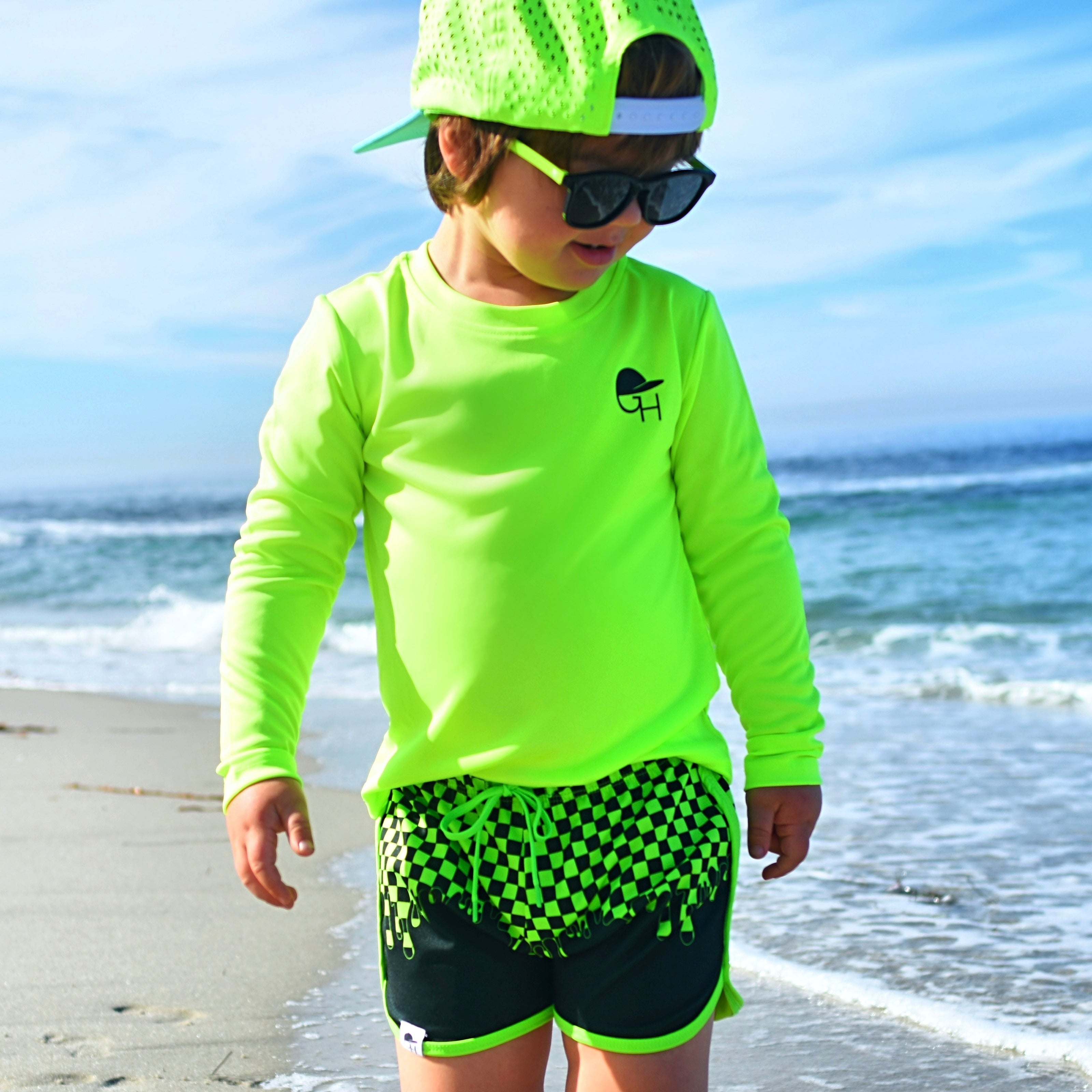 Drip Check Neon Spotfast™ Track Swim Shorts