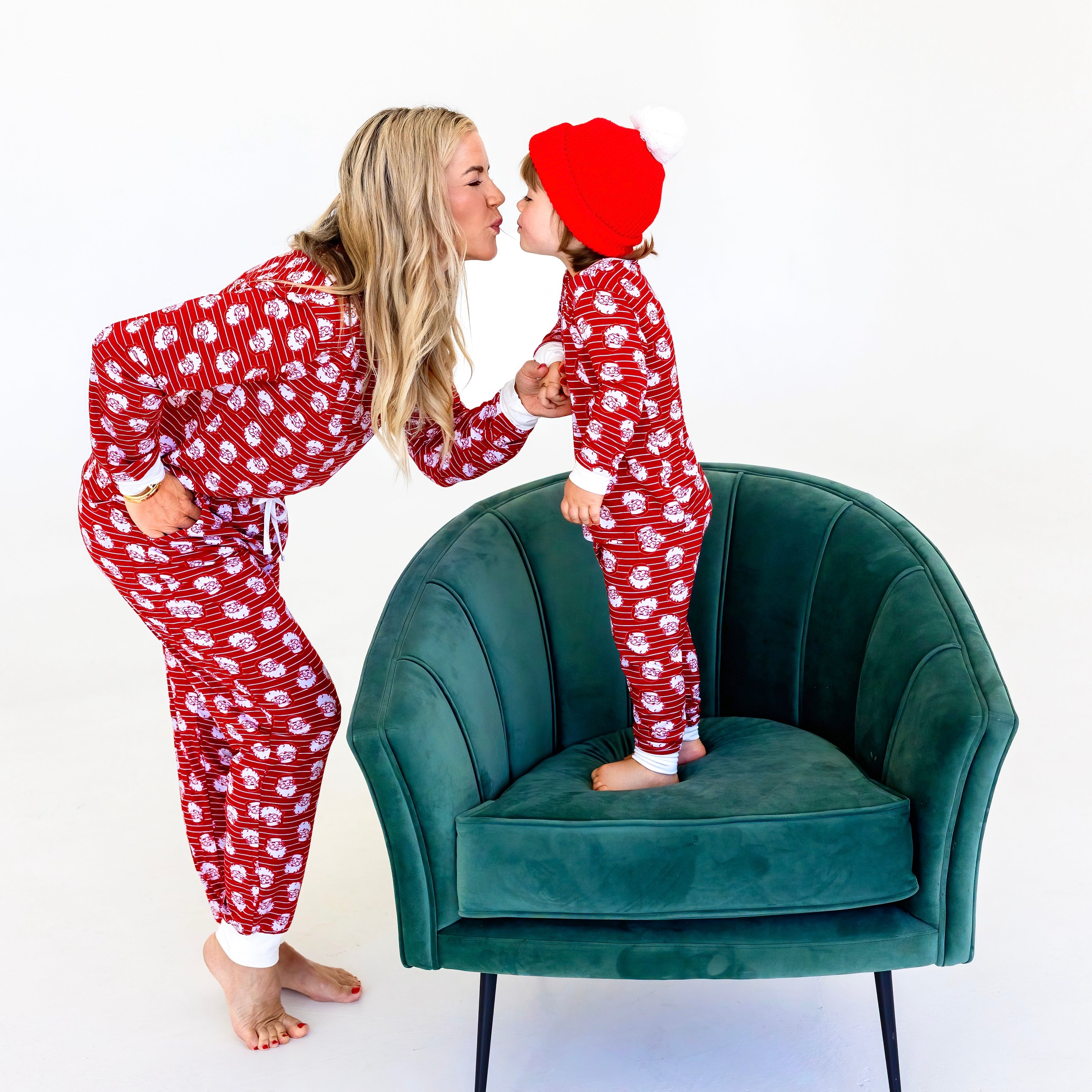 Santa Stripe Adult Bamboo Pajamas