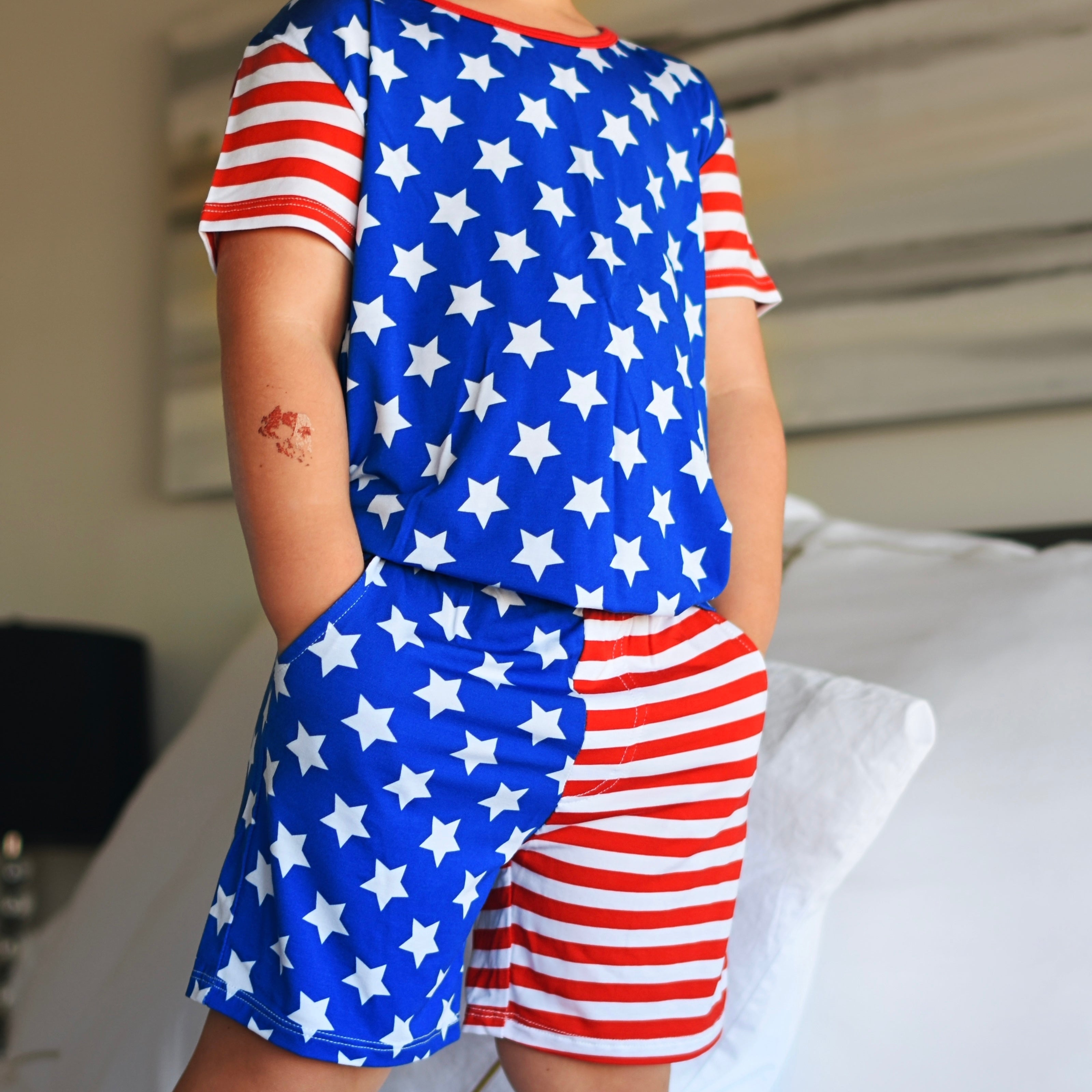 Patriotic Pocket Shorts Pajamas