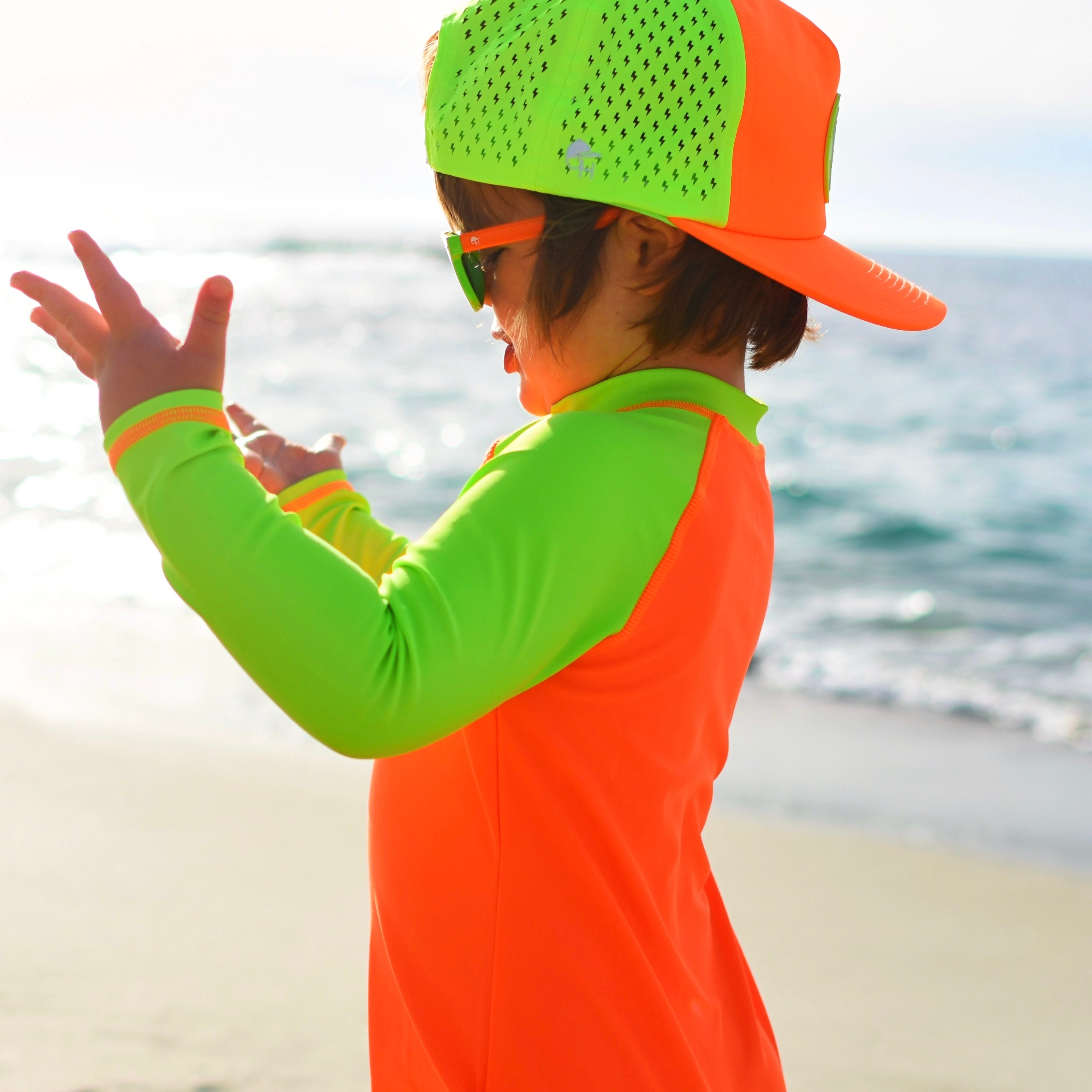 Neon Spotfast™ Color Block Long Sleeve Sunsuit