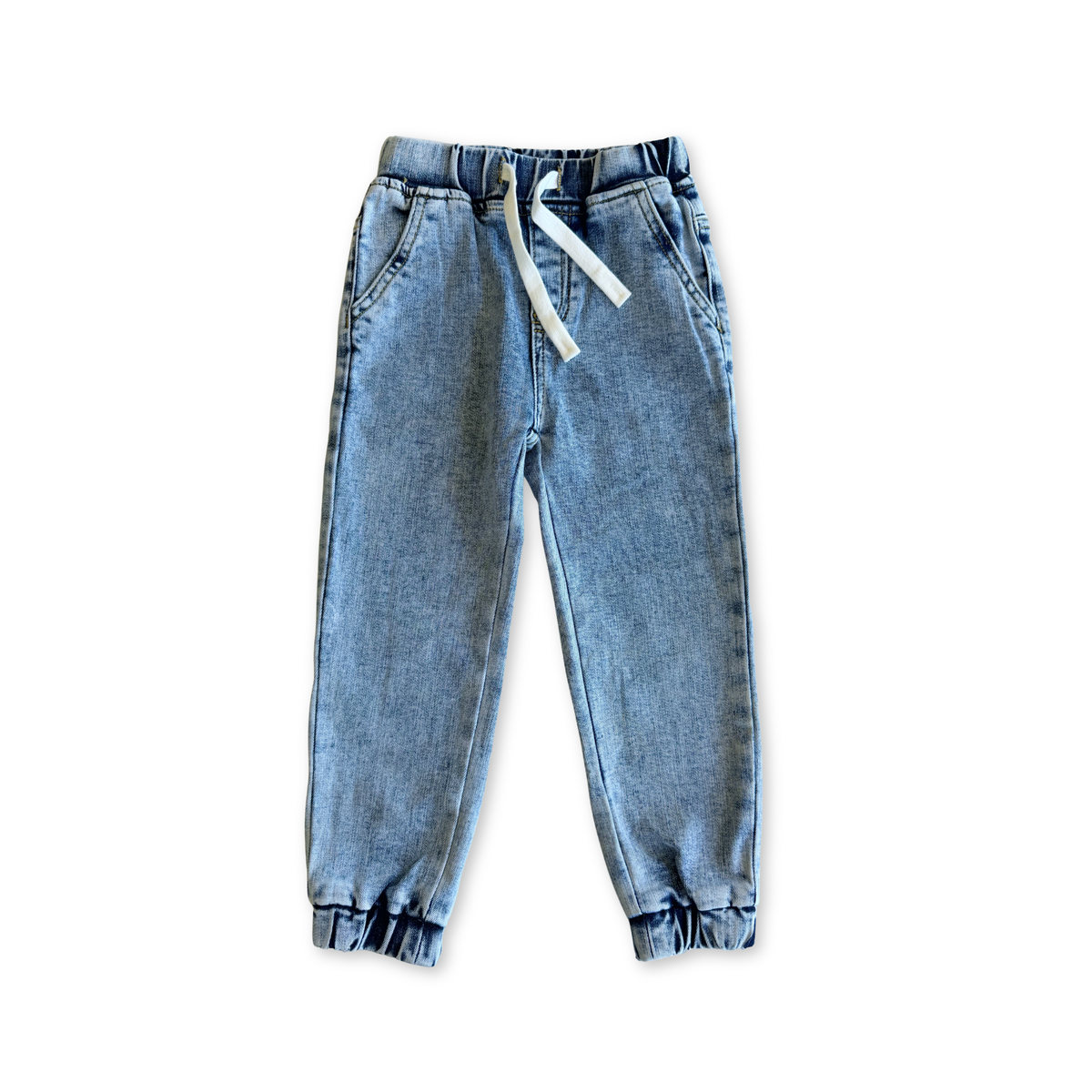 Acid Wash Denim Jogger Pants