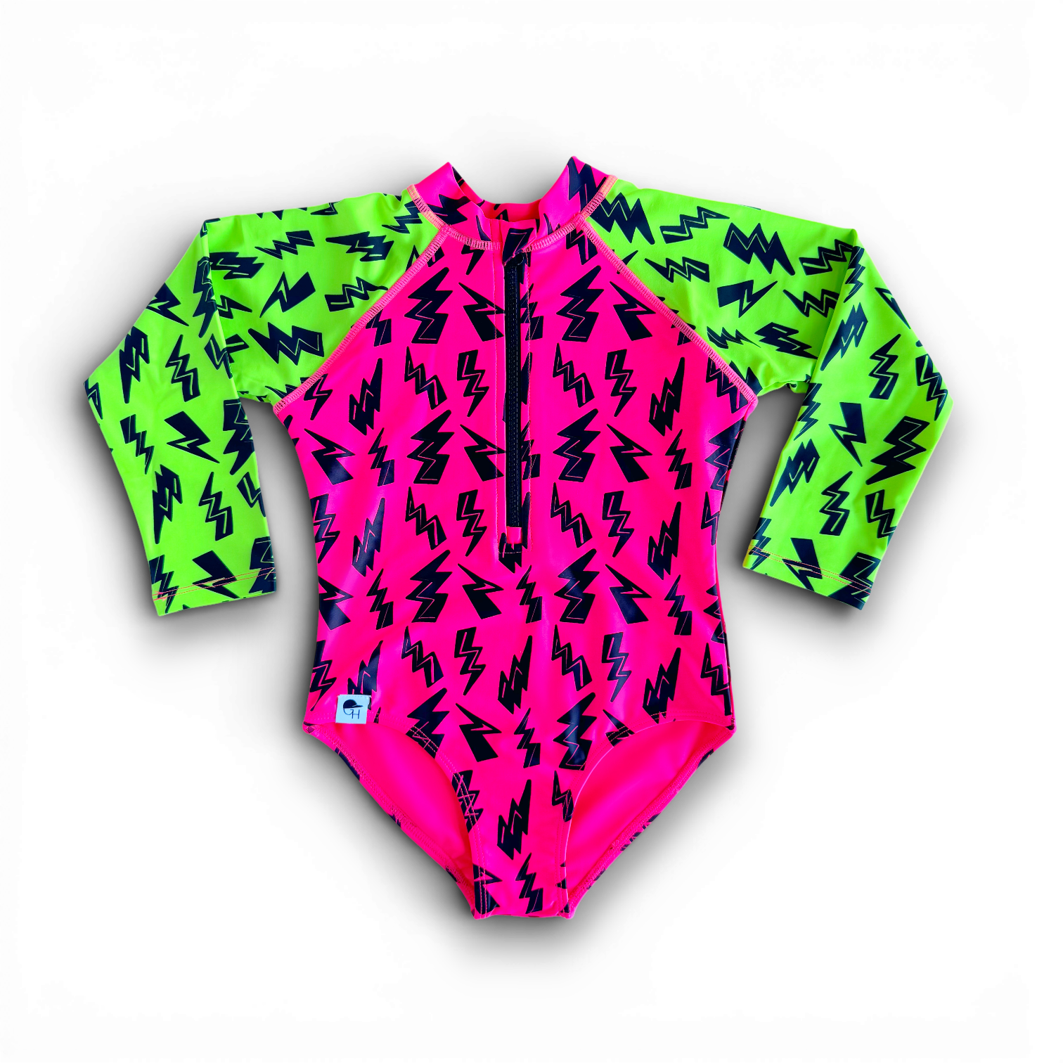 Girls Neon Spotfast™ Zip Swim Suit