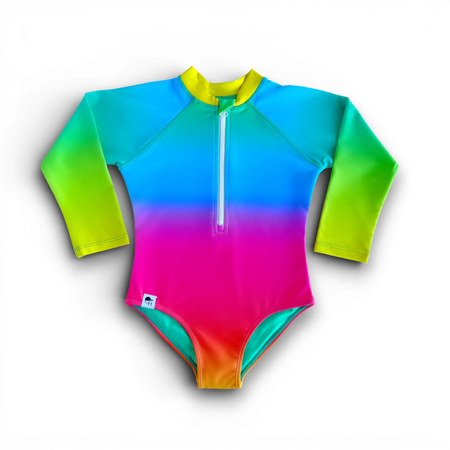 Girls Neon Spotfast™ Zip Swim Suit