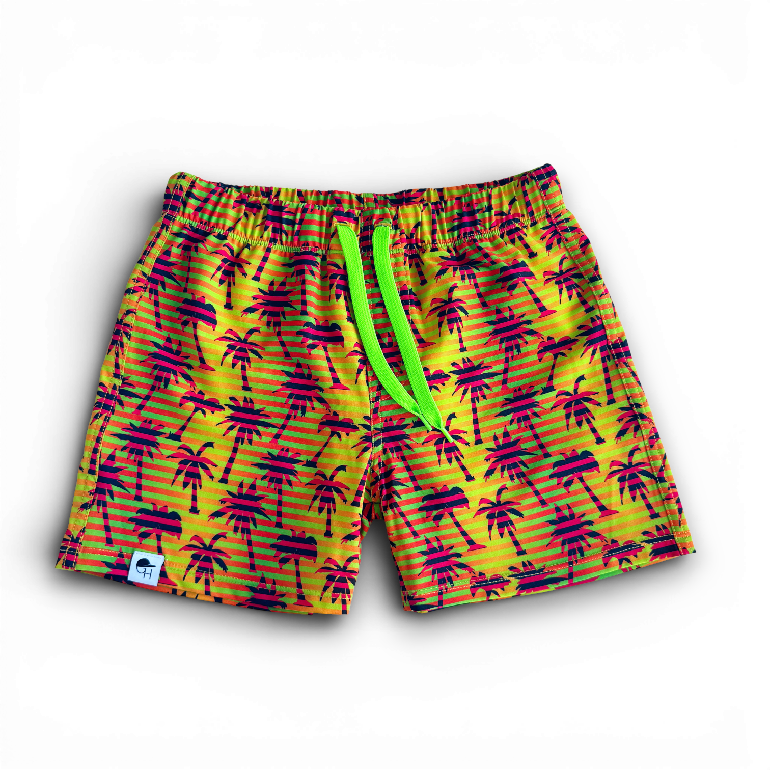 Stripe Palm Spotfast™ Performance Lined Hybrid Swim Shorts