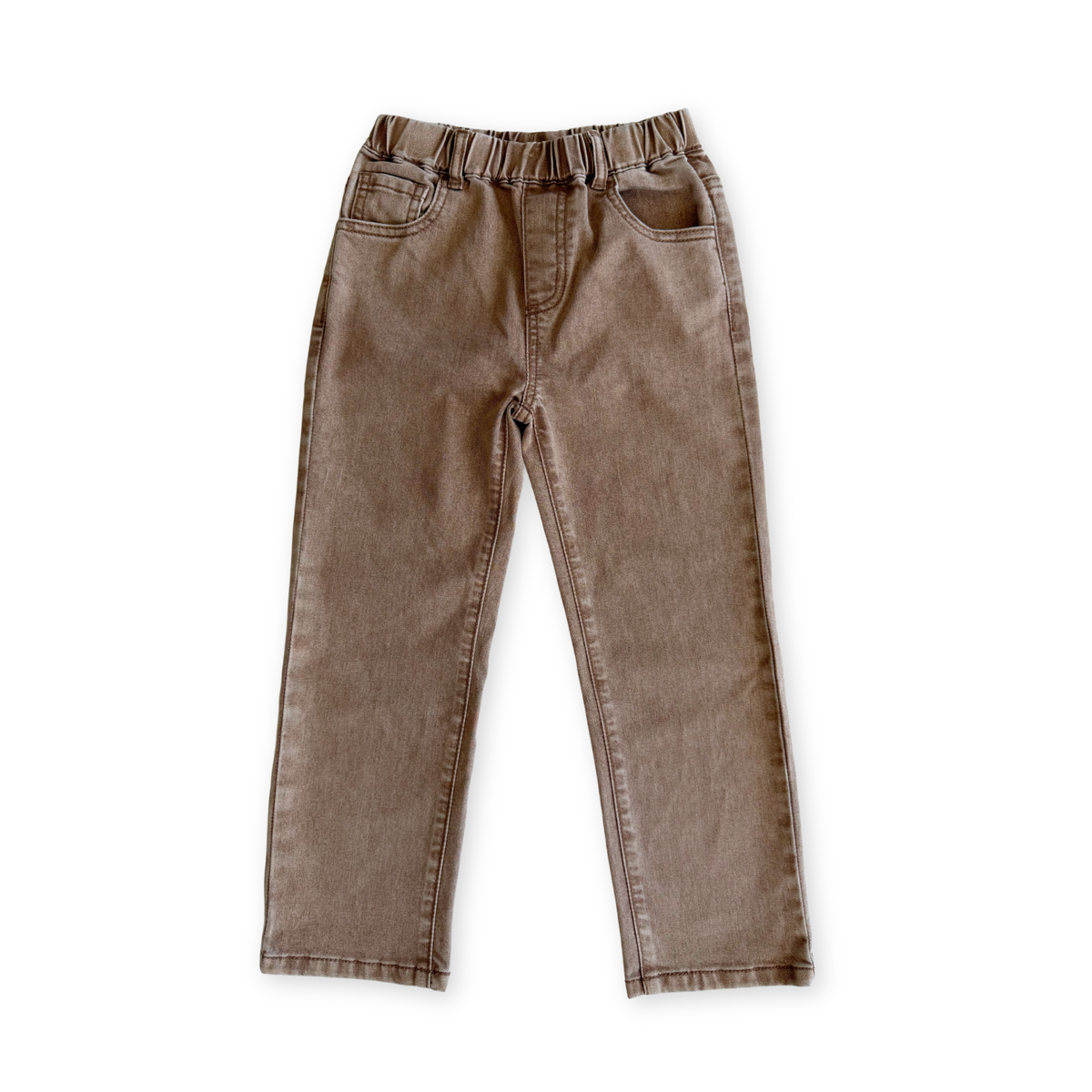 Khaki Acid Wash Relaxed Denim Jeans