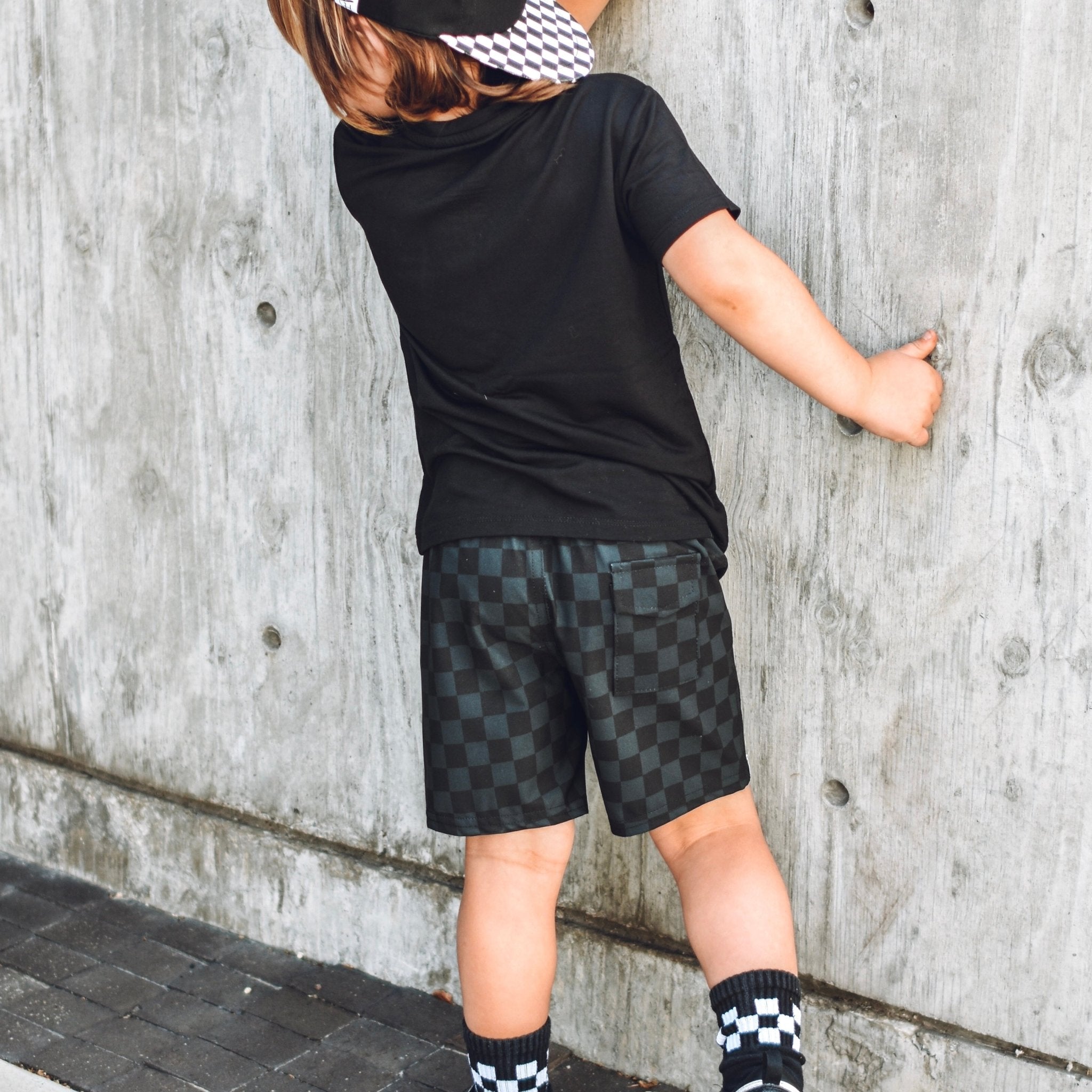 Black Check Hybrid Walk Shorts - George Hats