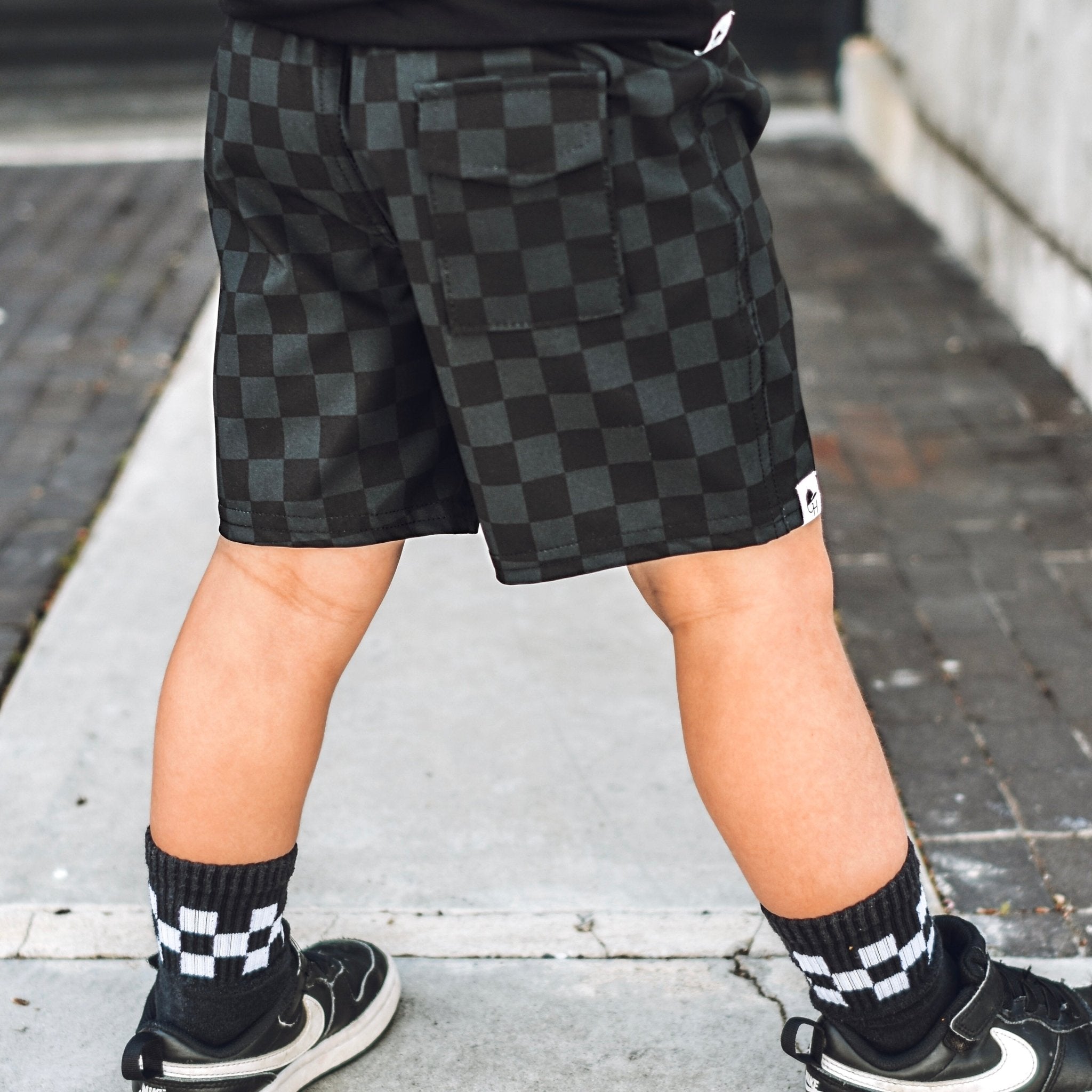 Black Check Hybrid Walk Shorts - George Hats