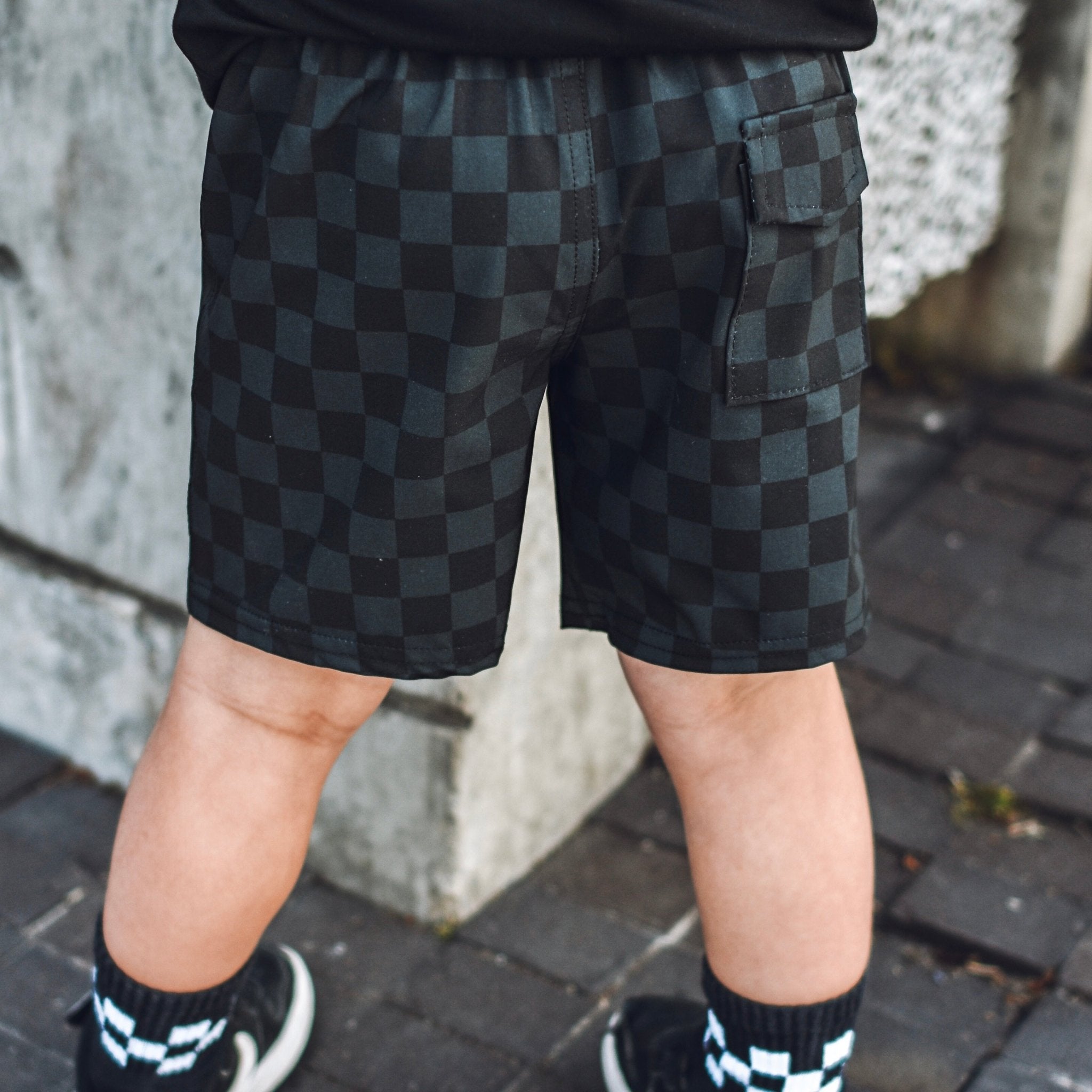 Black Check Hybrid Walk Shorts - George Hats