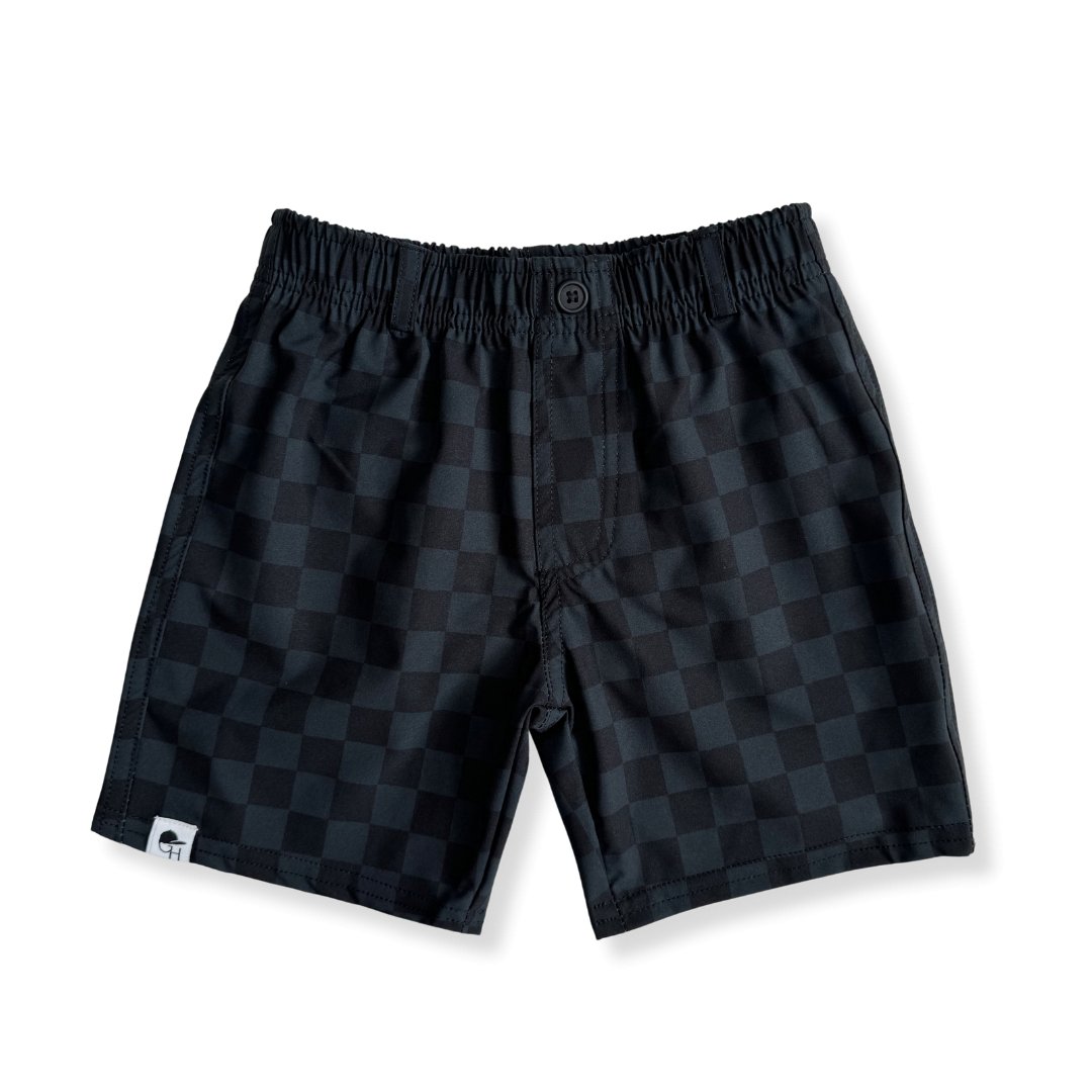 Black Check Hybrid Walk Shorts - George Hats