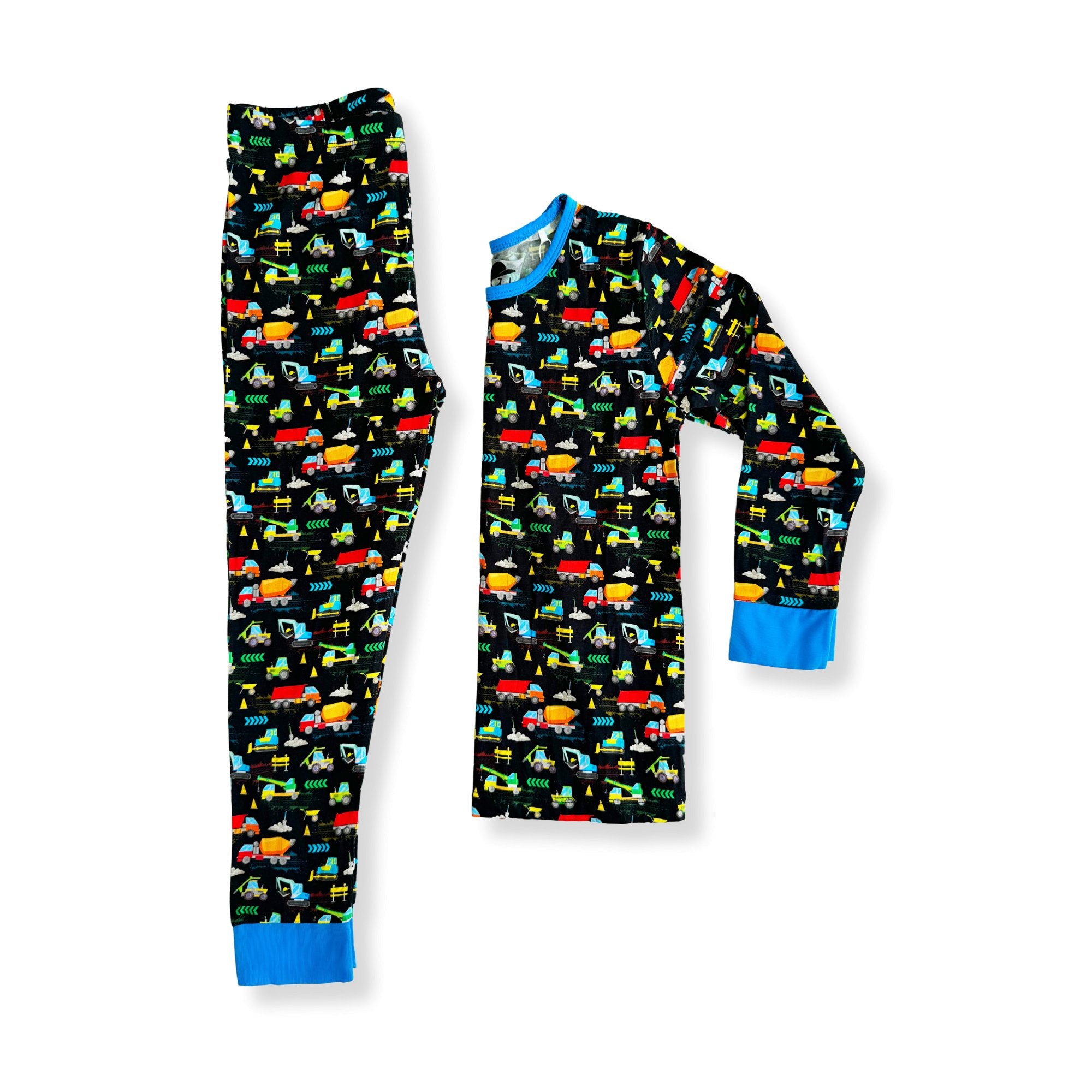 Black Construction Bamboo Long Sleeve Pajamas - George Hats