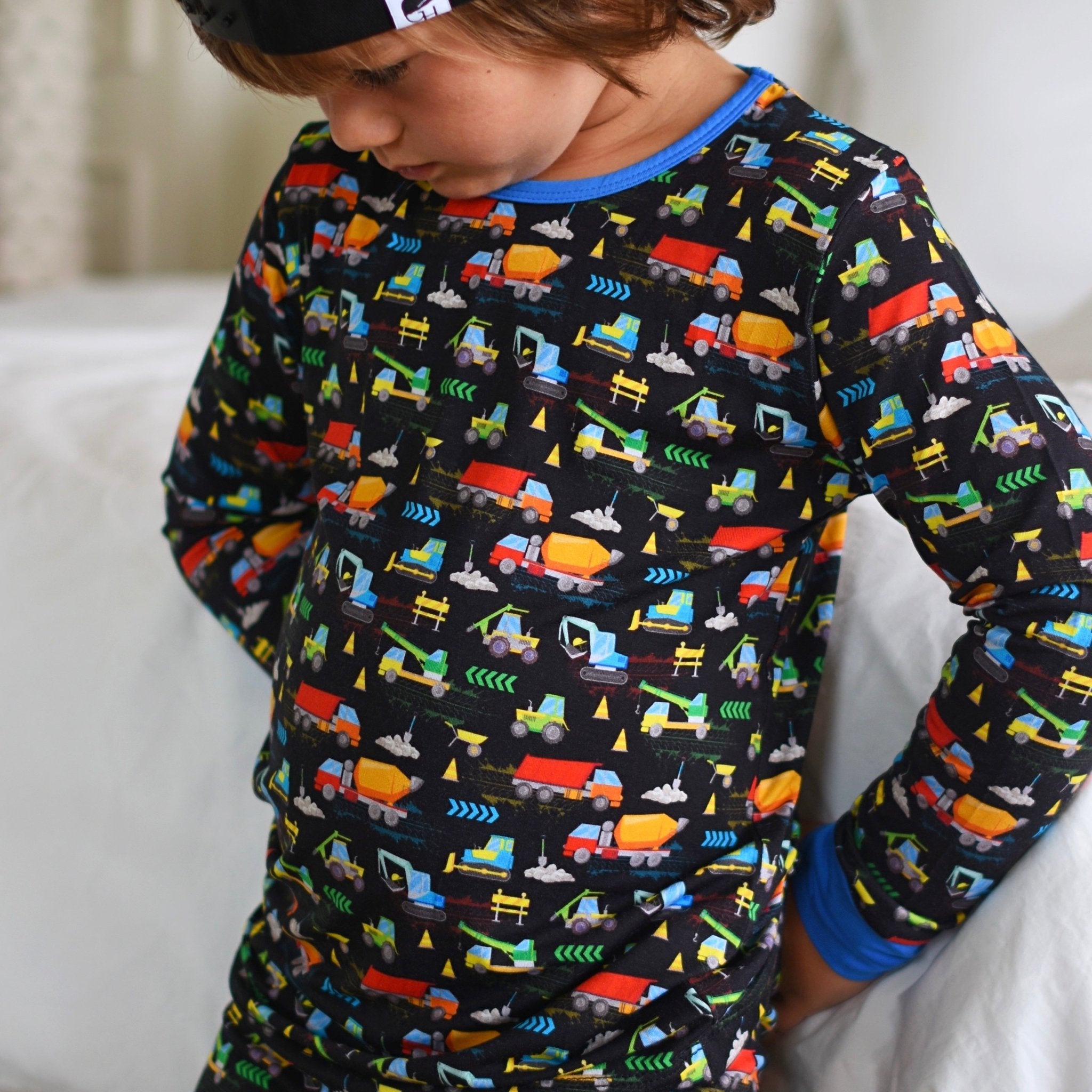 Black Construction Bamboo Long Sleeve Pajamas - George Hats