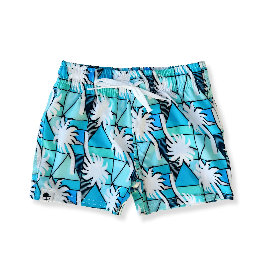 Blue Palm Hybrid Swim Shorts - George Hats