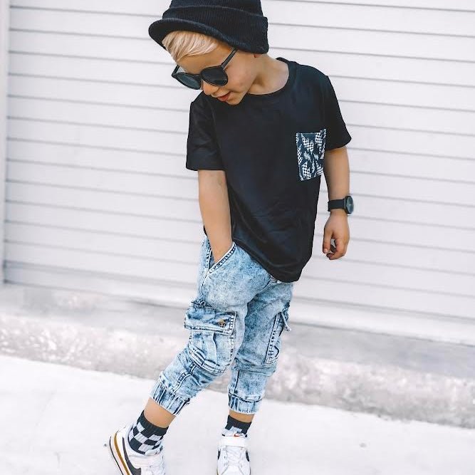 Cargo Acid Wash Blue Denim Jogger Pants - George Hats