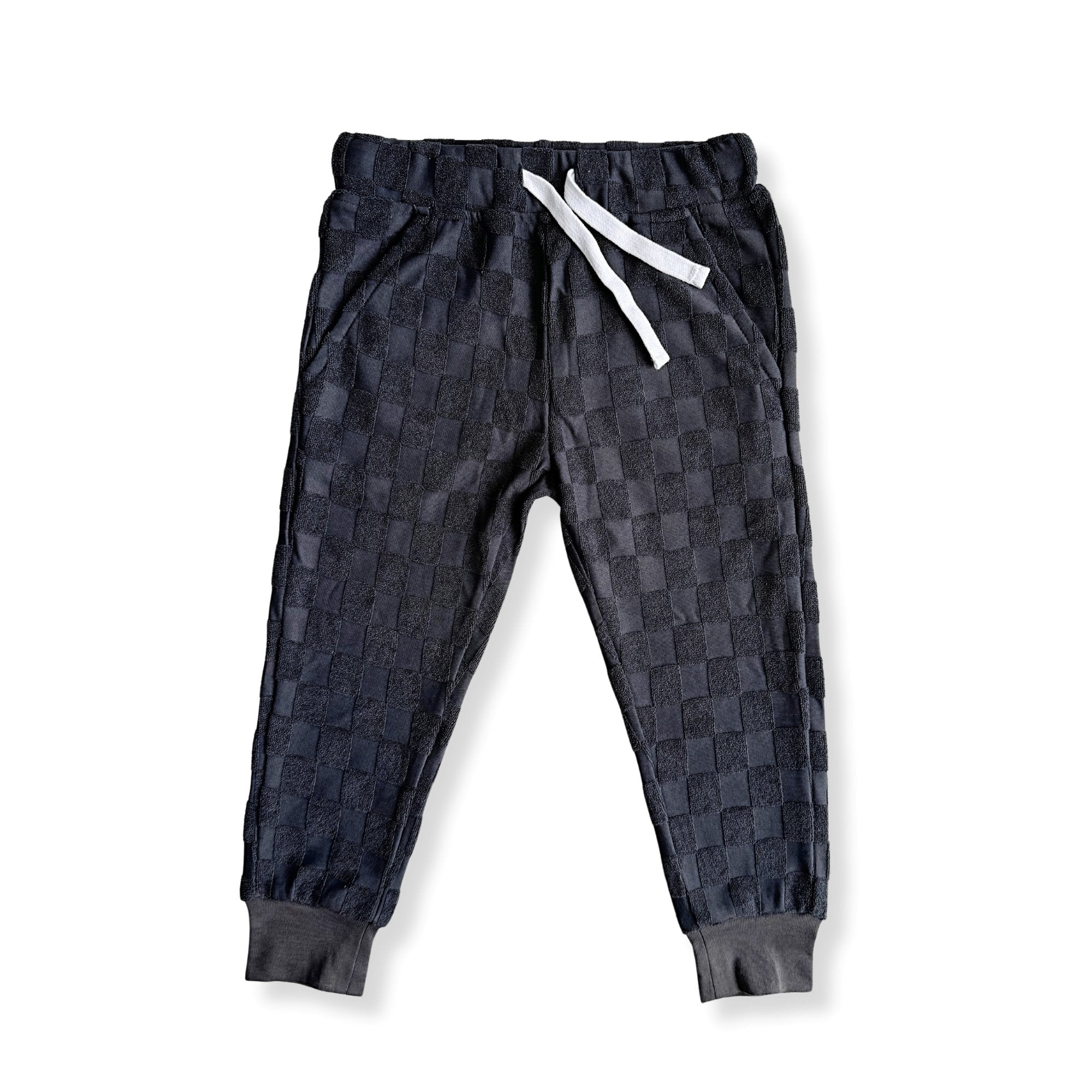 Charcoal Check Terry Joggers - George Hats