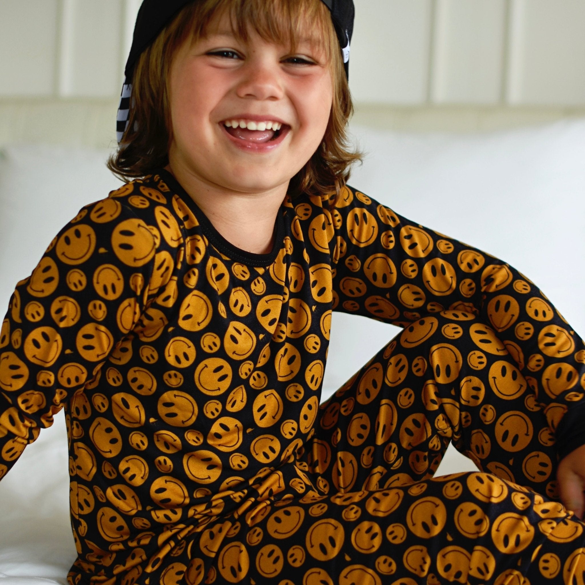 Copper Smiley Bamboo Long Sleeve Pajamas - George Hats