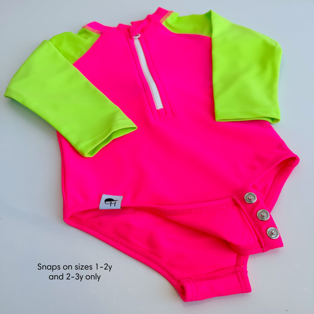 Girls Neon Spotfast™ Zip Swim Suit